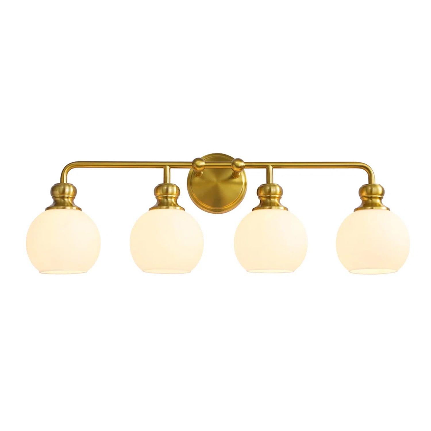 Modern Frosted Glass 4-Light Bathroom Vanity Light Fixture - Gold Finish for Contemporary Bathroom & Powder Room Lighting
