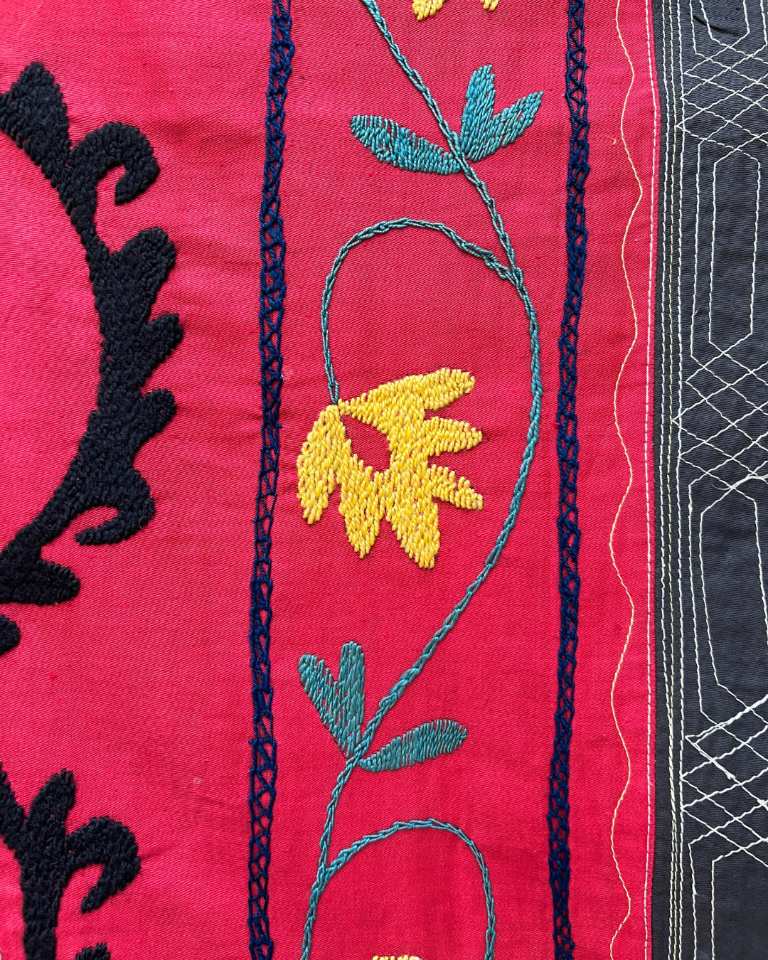 Extra Large Suzani 025 - Handmade Cotton Embroidered Boho Throw Blanket - Perfect for Bohemian Home Decor, Bedroom Accent & Cozy Living Room