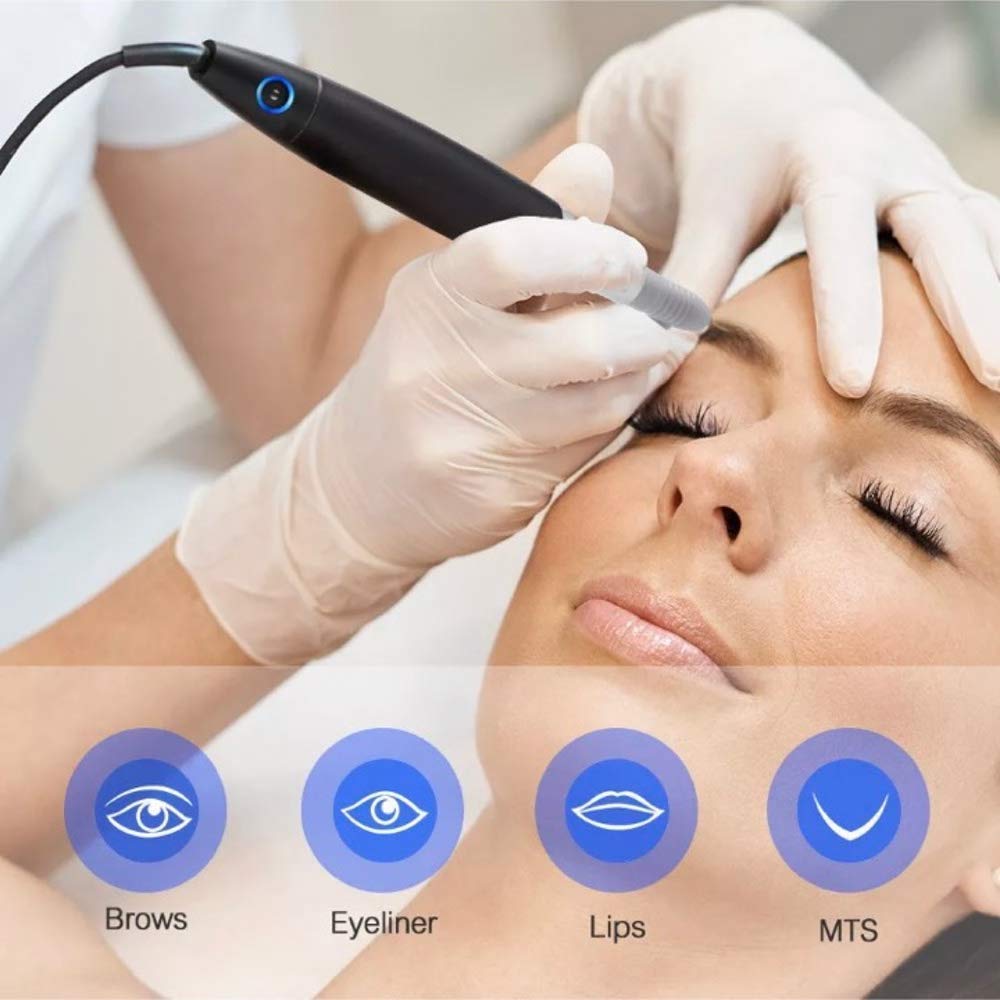 Professional Permanent Makeup Digital Machine with R1, R3, R5, F6, F7 Needles - Tattoo & Microblading Kit for Eyebrows, Lips, Eyeliner - Perfect for Salon & Home Use