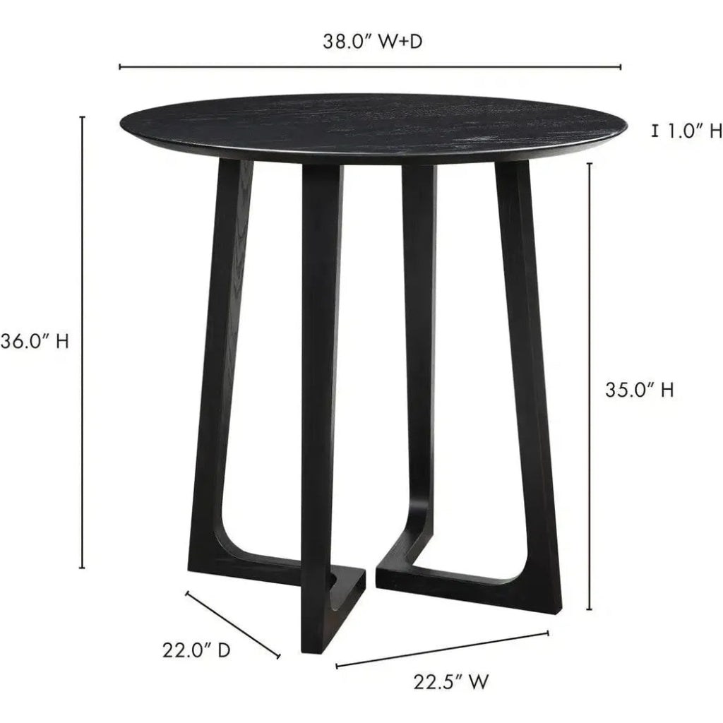 38-inch Black Mid Century Counter Table - Stylish Bar Height Dining Table for Kitchen, Breakfast Nook & Small Space Decor