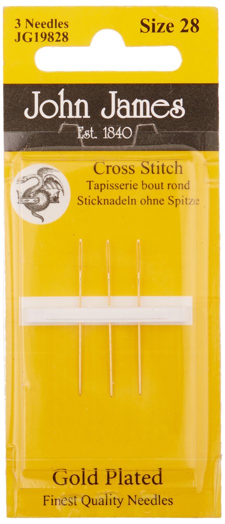 Gold Tapestry Hand Needles - Size 28 (3-Pack) - Perfect for Embroidery, Cross Stitch, and Needlepoint Projects