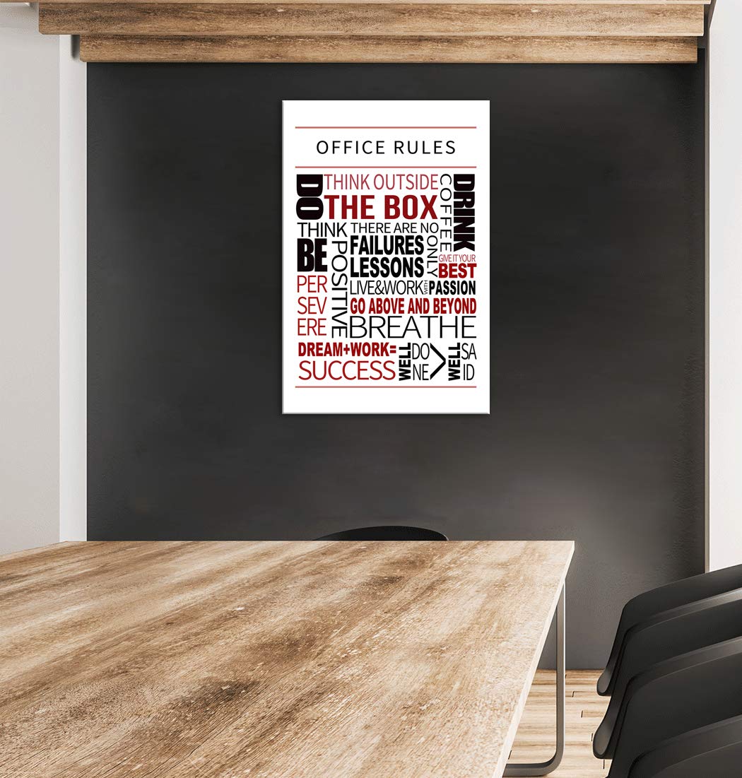 Large Inspirational Office Wall Art - Motivational Canvas Prints with Positive Affirmations & Teamwork Quotes - Framed Ready to Hang Office Decor for Workplace, Conference Room or Home Office