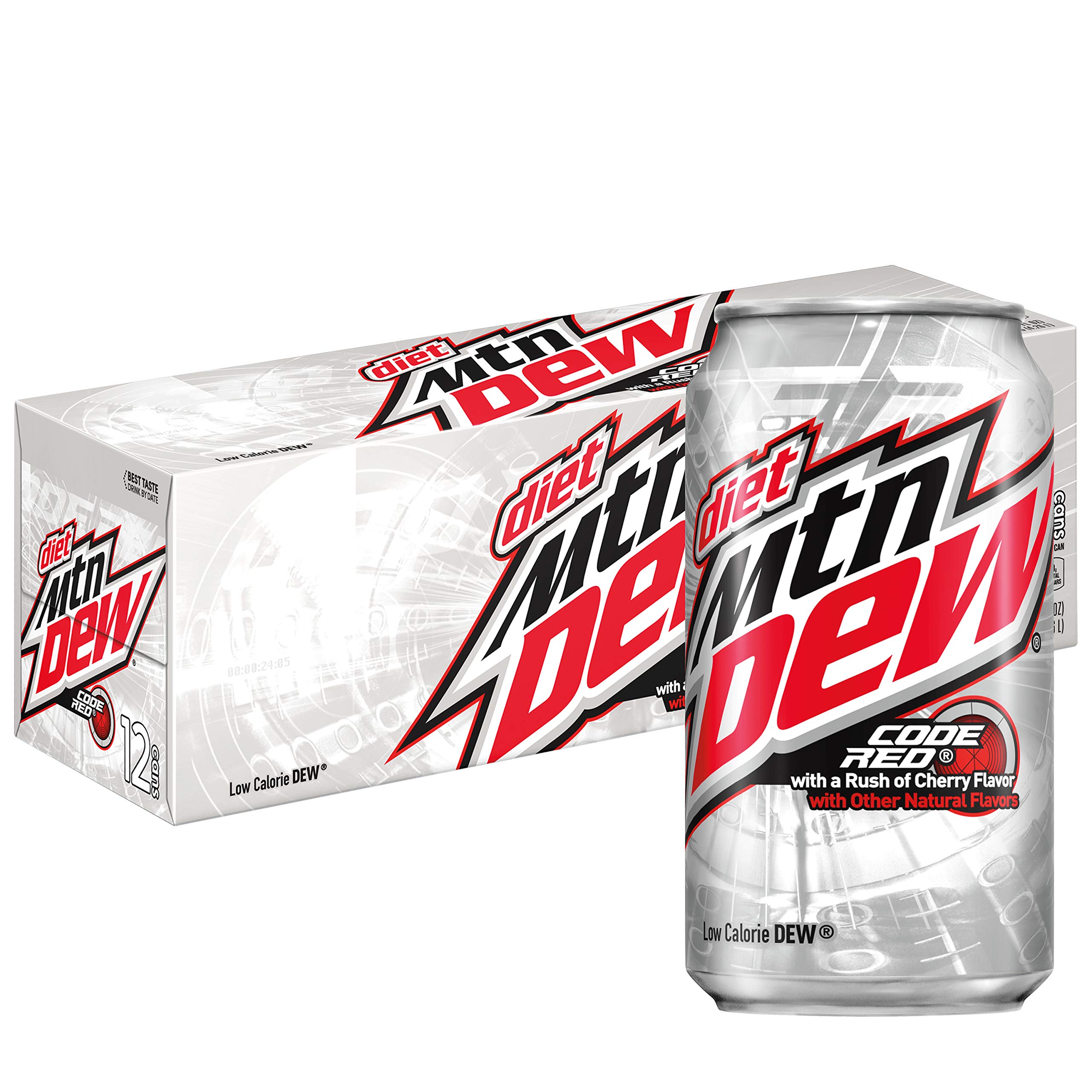 Diet Mountain Dew Code Red Cans - 12 Pack (12 oz Each) | Caffeine-Free Citrus Soda for Gaming, Parties & Outdoor Adventures