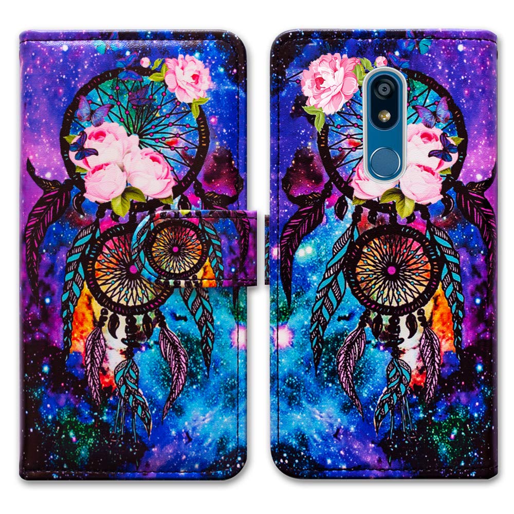 Premium Leather Flip Wallet Case for LG K40/K12 Plus/X4/Solo LTE/Harmony 3/Xpression Plus 2 - Dream Catcher Galaxy Sky Design with Card Slots & Kickstand | Perfect for Work, Travel & Everyday Protection