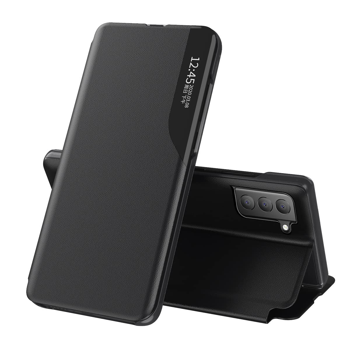 Premium PU Leather Flip Wallet Case for Samsung Galaxy S21 FE - Shockproof Protective Cover with Card Slots & Stand Function (Black) | Perfect for Business, Travel & Everyday Use