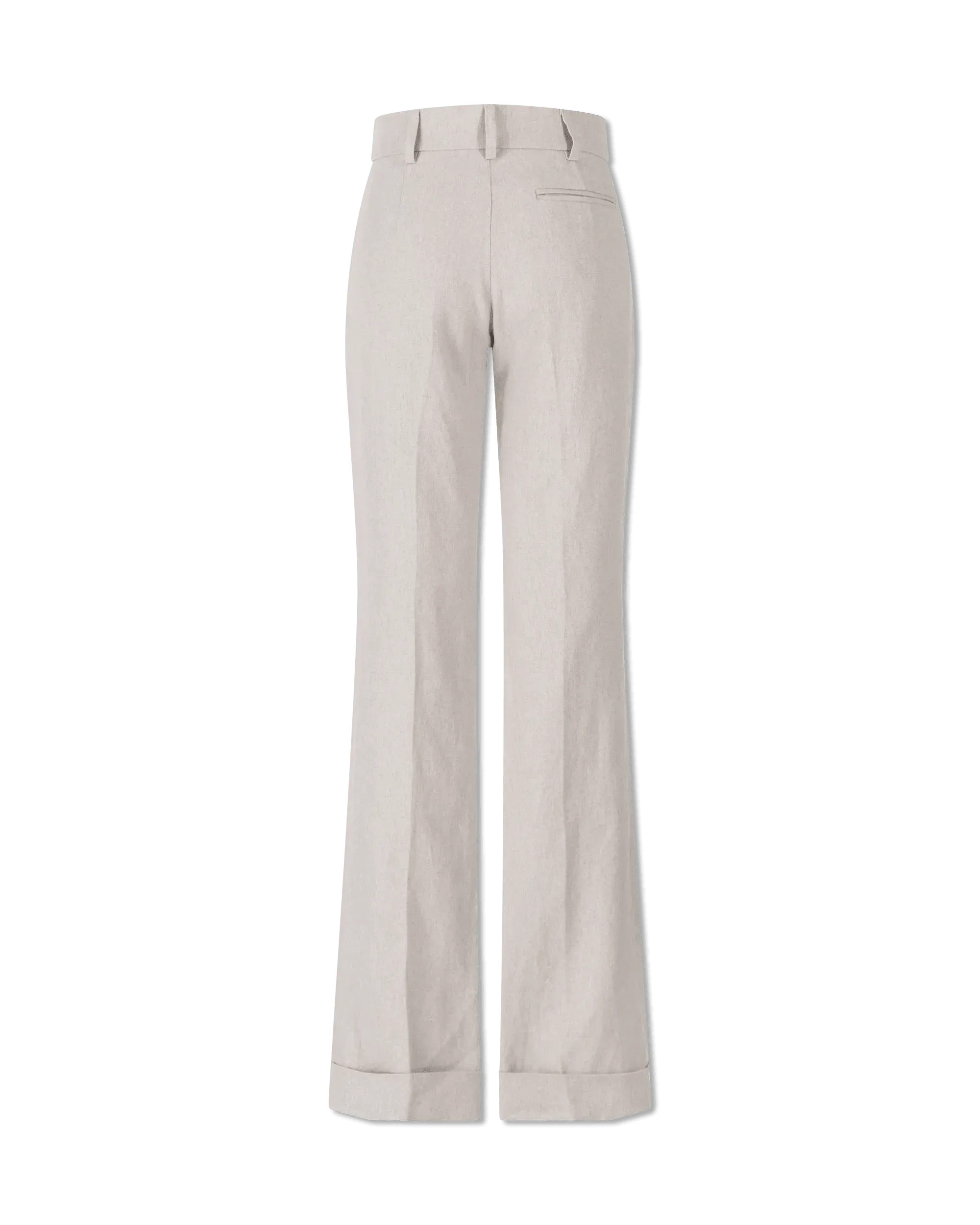 Straight Leg Cuff Hem Pants for Women - High Waisted Stretch Denim Jeans - Casual & Work Office Wear