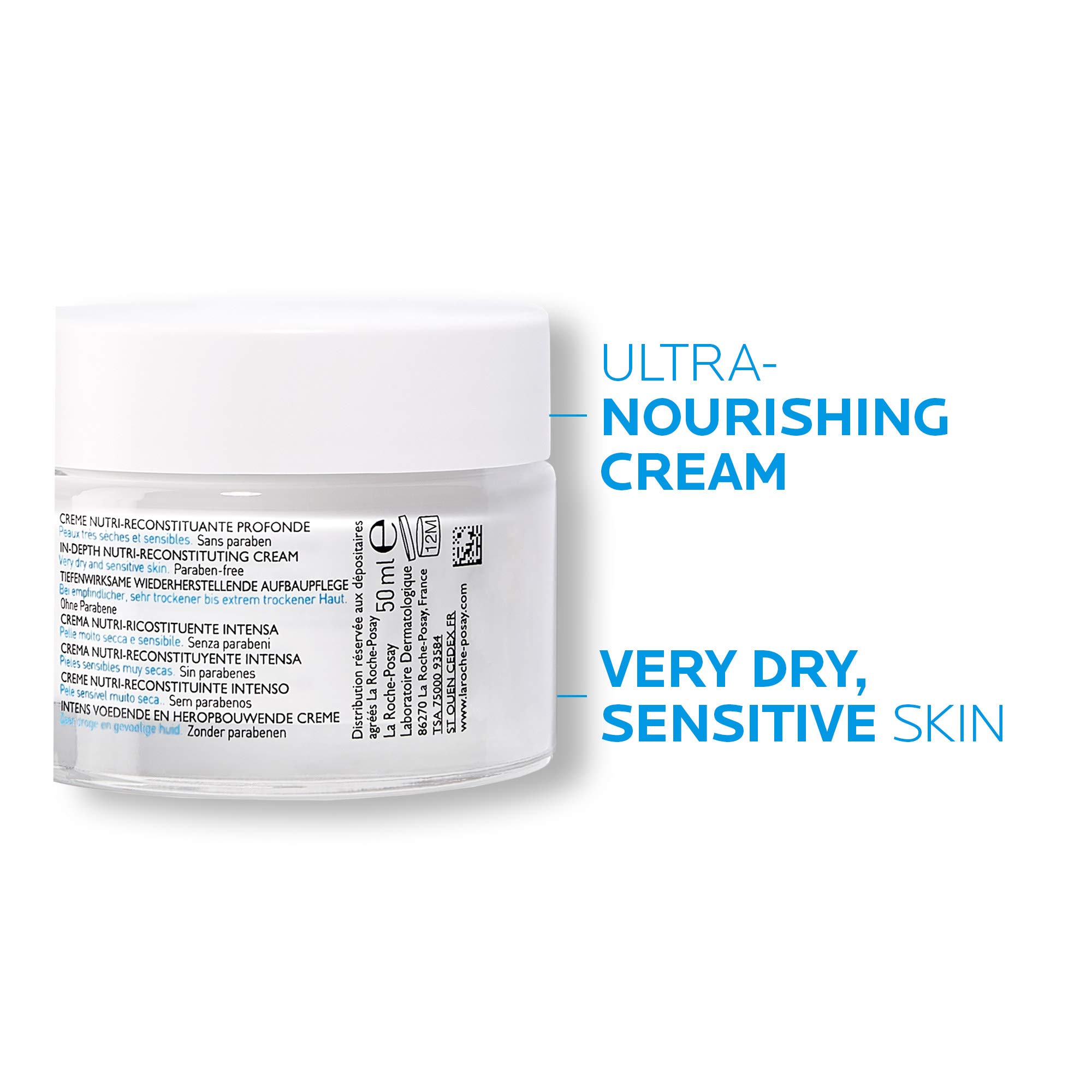 La Roche-Posay Nutritic Intense Riche Moisturizing Cream 50ml - Deep Hydration for Dry & Sensitive Skin - Day & Night Face Cream for Women & Men