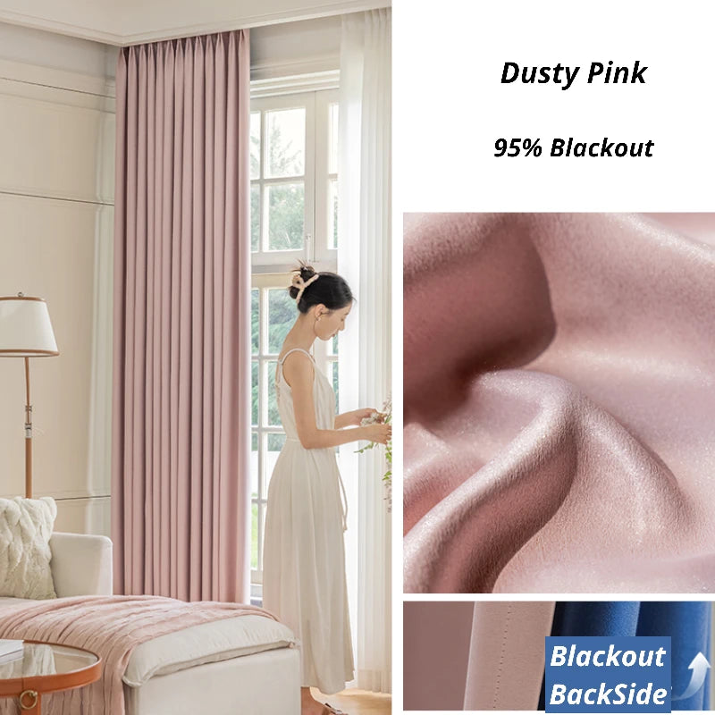 Blackout Thermal Insulated Custom Curtains - Polyester Glossy Finish for Bedroom & Living Room - Light Blocking, Energy Saving, Noise Reducing Window Treatments