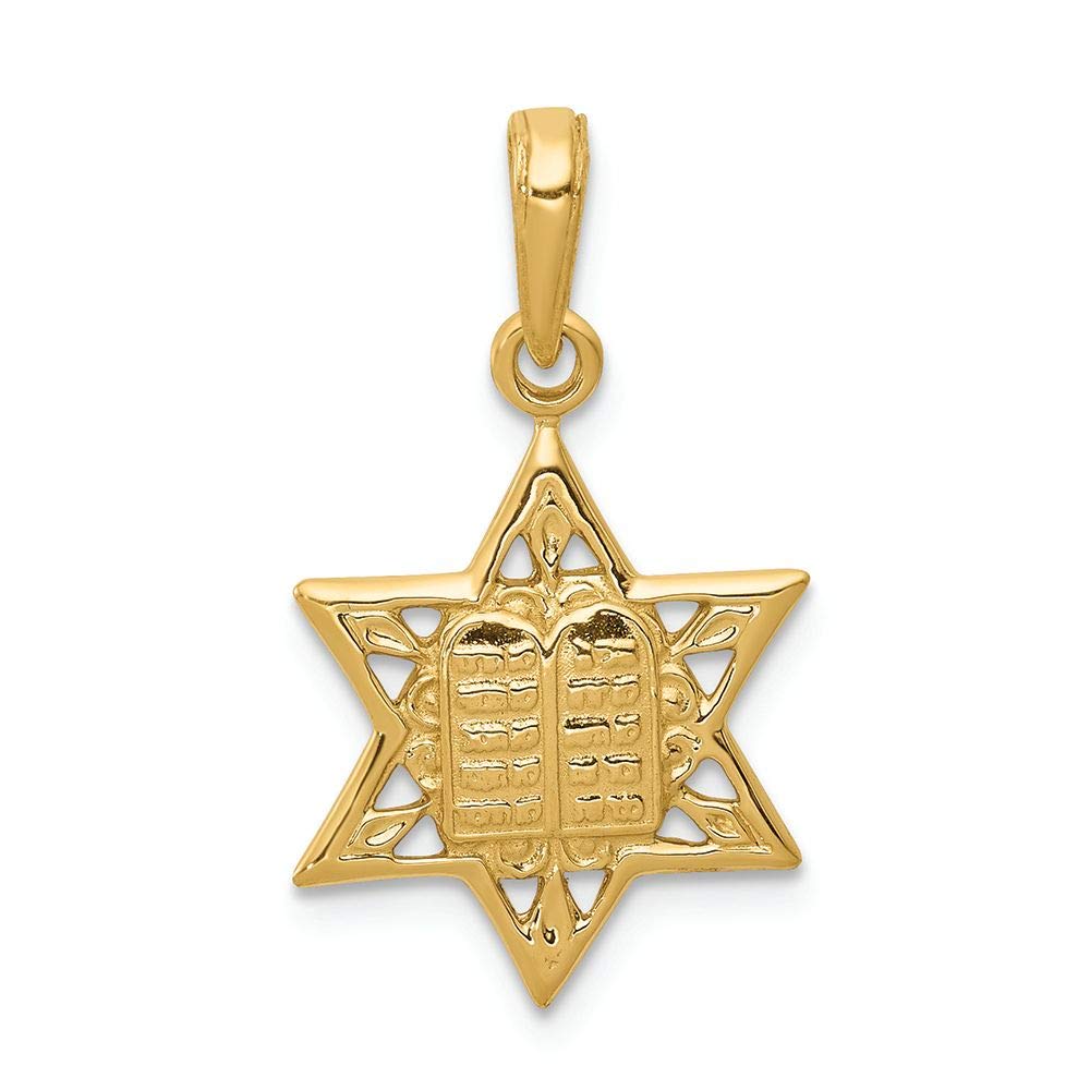 14K Yellow Gold Star of David Charm with Tablets - Elegant Jewish Jewelry for Men & Women - Perfect for Hanukkah Gifts, Bar Mitzvahs & Religious Occasions