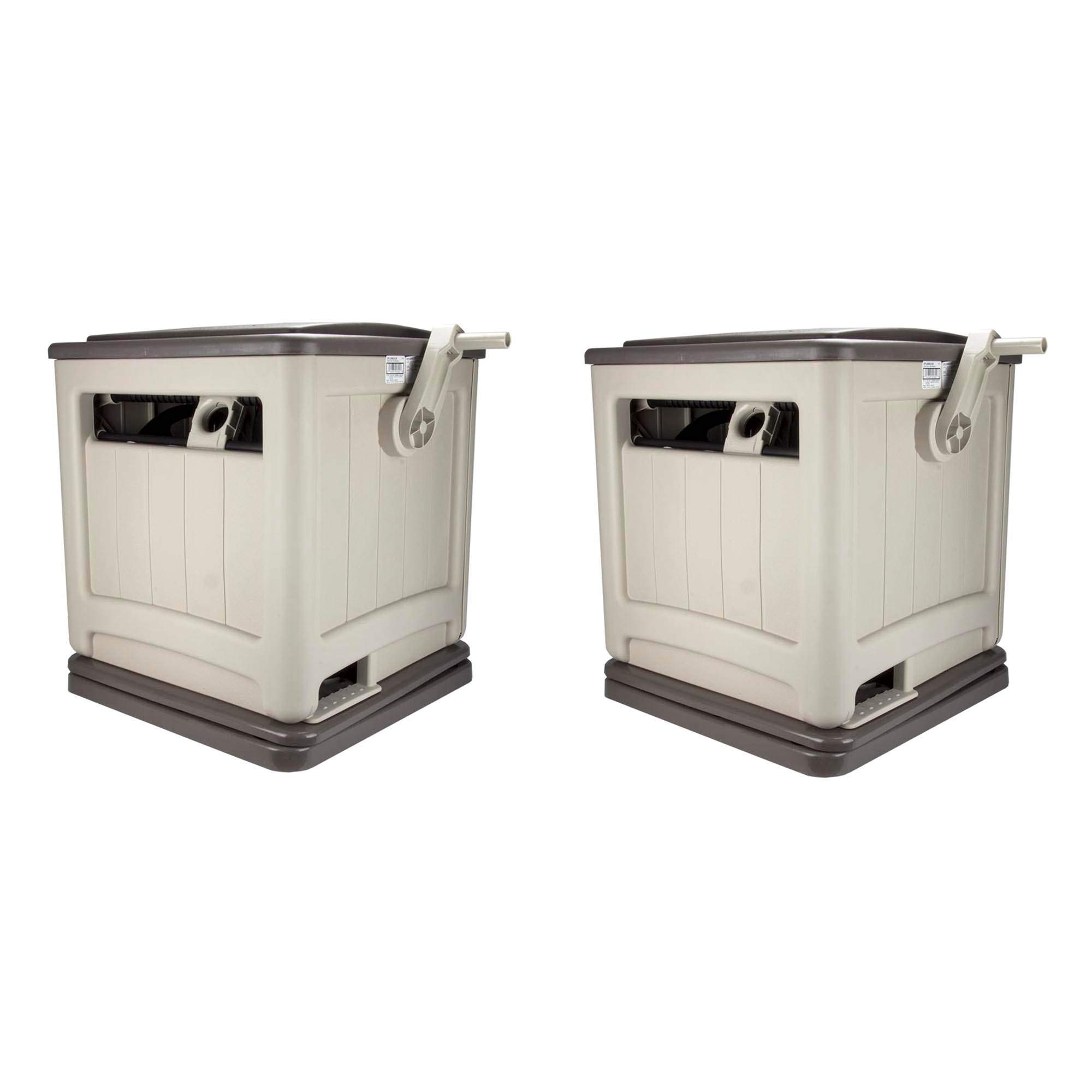Suncast Swivel Hose Reel Storage Hideaway with Smart Trak Hose Guide & Bin (2 Pack) - Durable Outdoor Garden Water Hose Organizer for Yard, Patio, and Garage Use