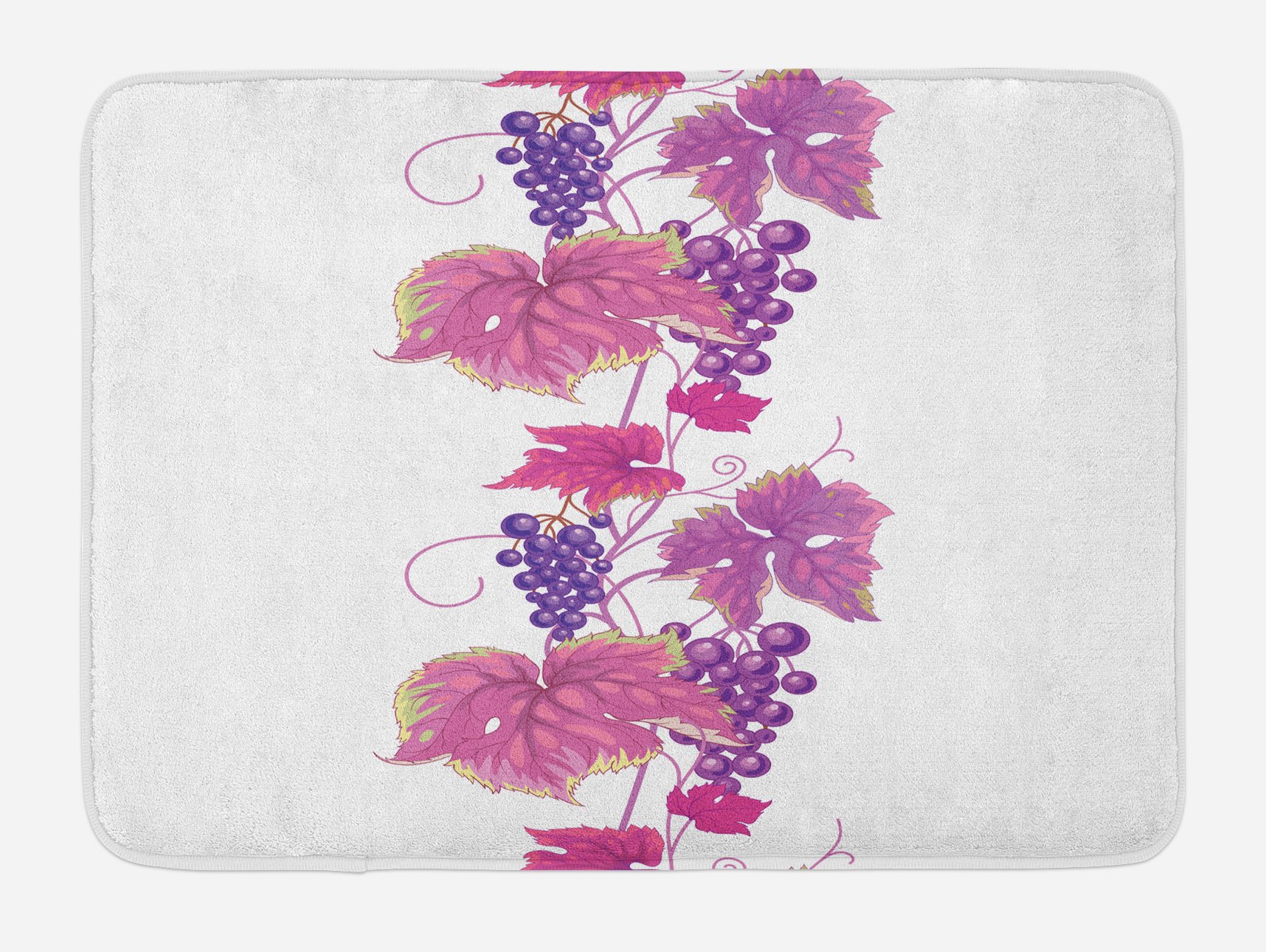 Ambesonne Vineyard Bath Mat - Non-Slip Plush Bathroom Rug with Vibrant Twiggy Branch & Berries Design, 30.2 x 20 Inches, Fuchsia Purple - Perfect for Bathroom Decor, Kitchen Floor Mat, or Gift Idea