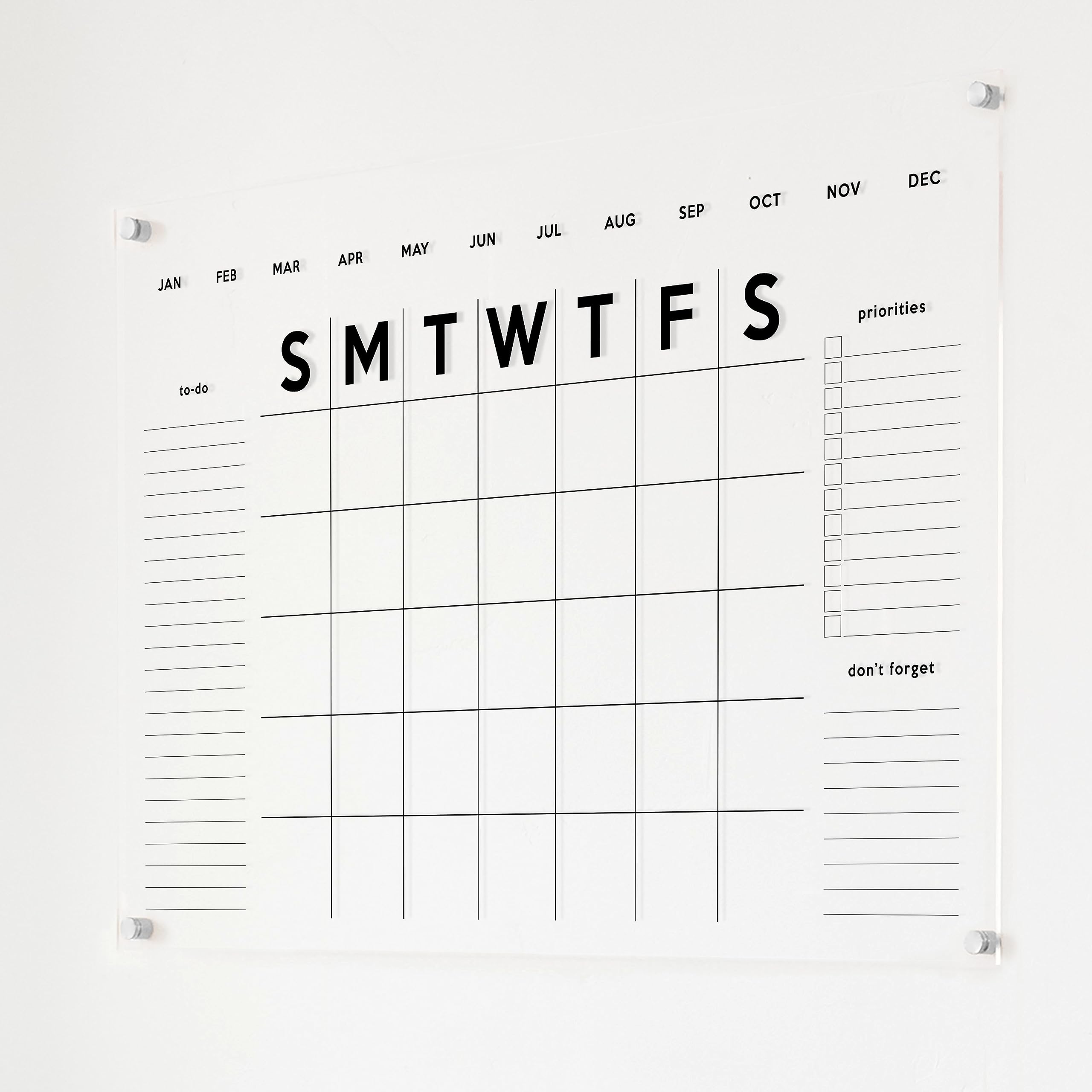 2023 Reusable Dry Erase Acrylic Wall Calendar - Minimalist Whiteboard Planner for Home, Office & School Organization (12
