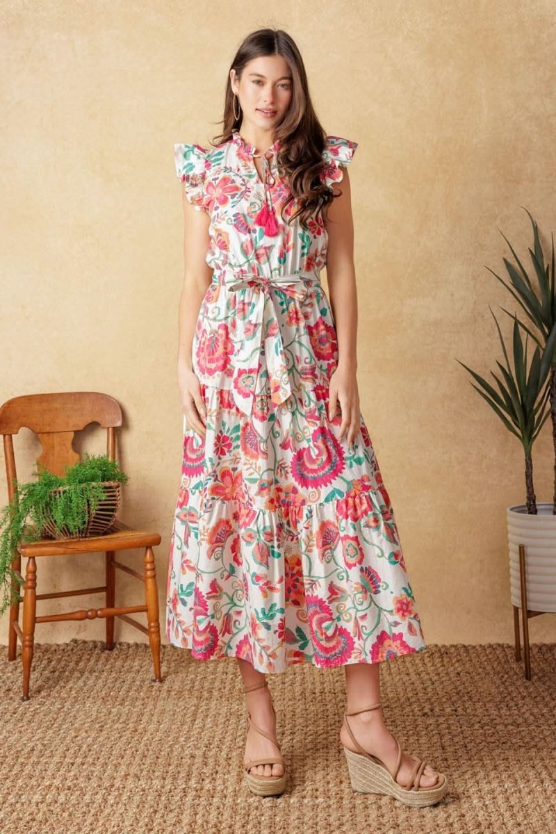 Stylish BRIGHT MOMENTS Woven Midi Dress for Women - Perfect for Summer Outfits, Beach Vacations & Casual Office Wear