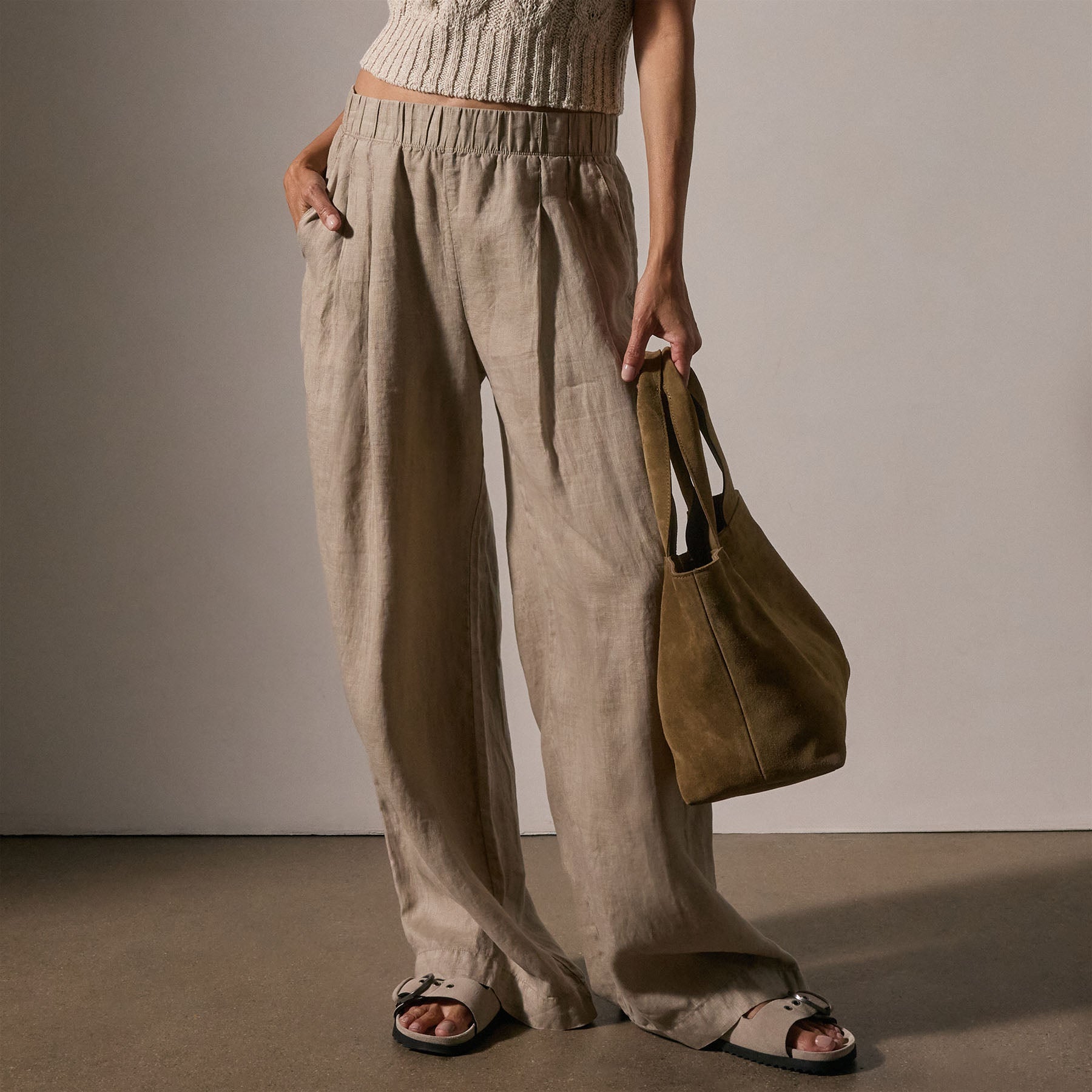 Lightweight Linen Elastic Waist Pants for Women - Comfortable Stretchy Casual Trousers for Summer | Perfect for Travel, Yoga & Lounge Wear