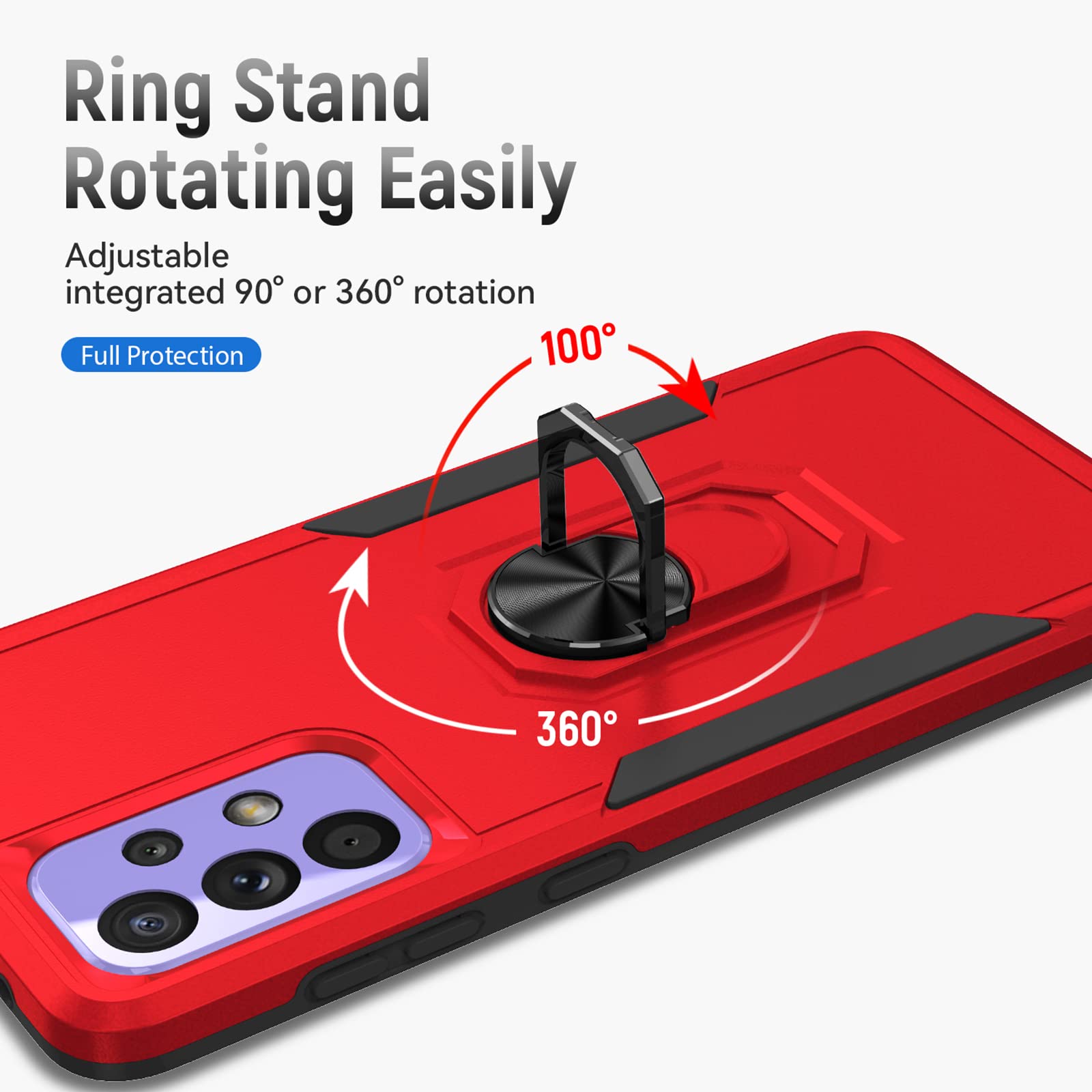 **Samsung Galaxy A33 5G Case, M MAIKEZI Military-Grade Armor Phone Cover with HD Screen Protector, Magnetic Ring & Kickstand – Car Mount Compatible, Shockproof Protection (KTZ Red/Black) – Perfect for Work, Travel & Outdoor Adventures**