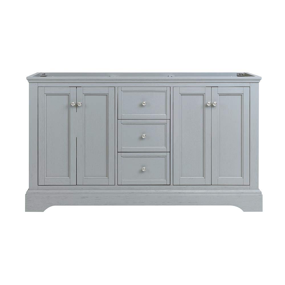 Fresca Windsor 60 Inch Gray Textured Traditional Double Sink Bathroom Vanity Cabinet - Sink Not Included | Perfect for Master Bathroom & Guest Bath Remodeling