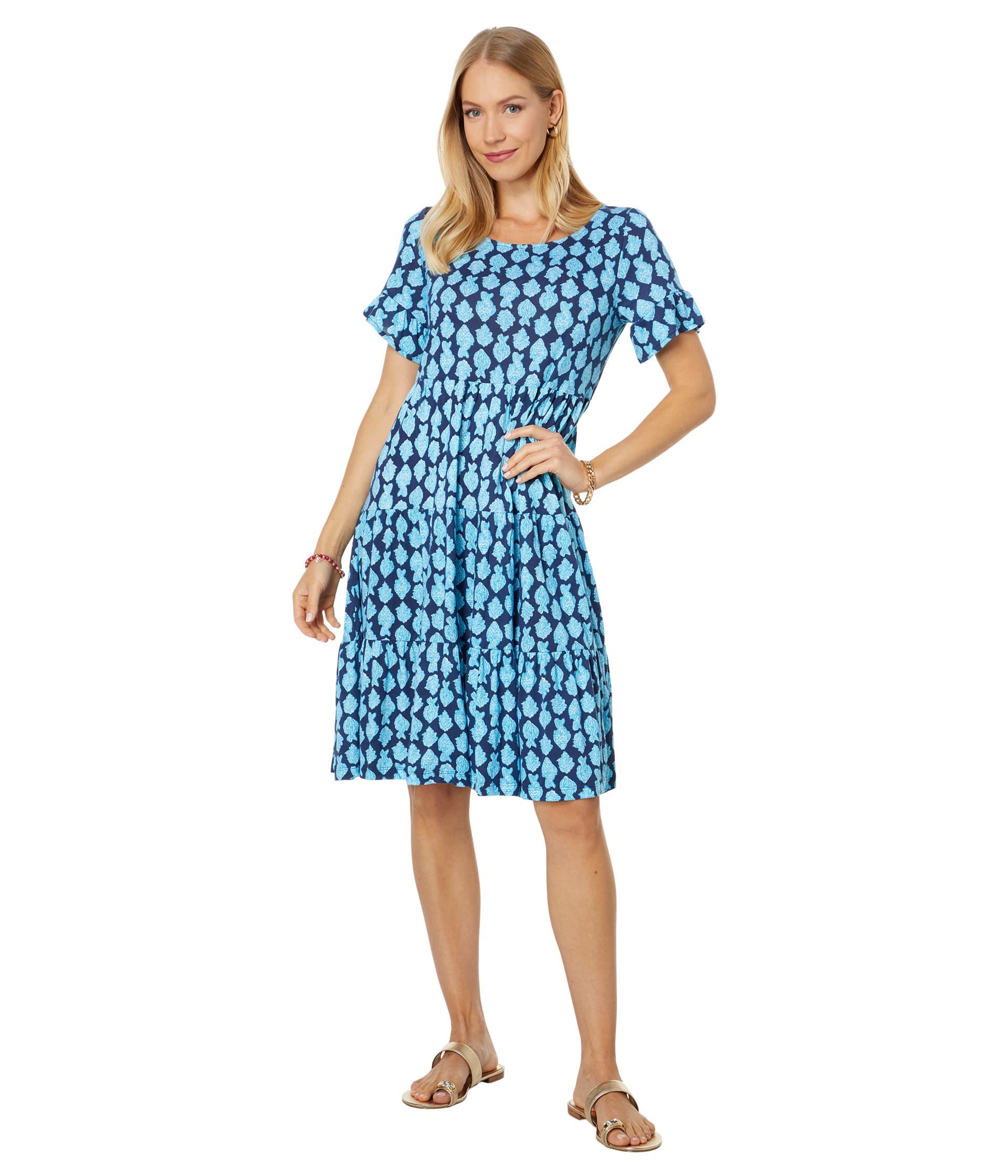 Lilly Pulitzer Women's Jodee Short Sleeve Swing Dress - Floral Print Casual Summer Dress for Beach, Vacation & Outdoor Parties