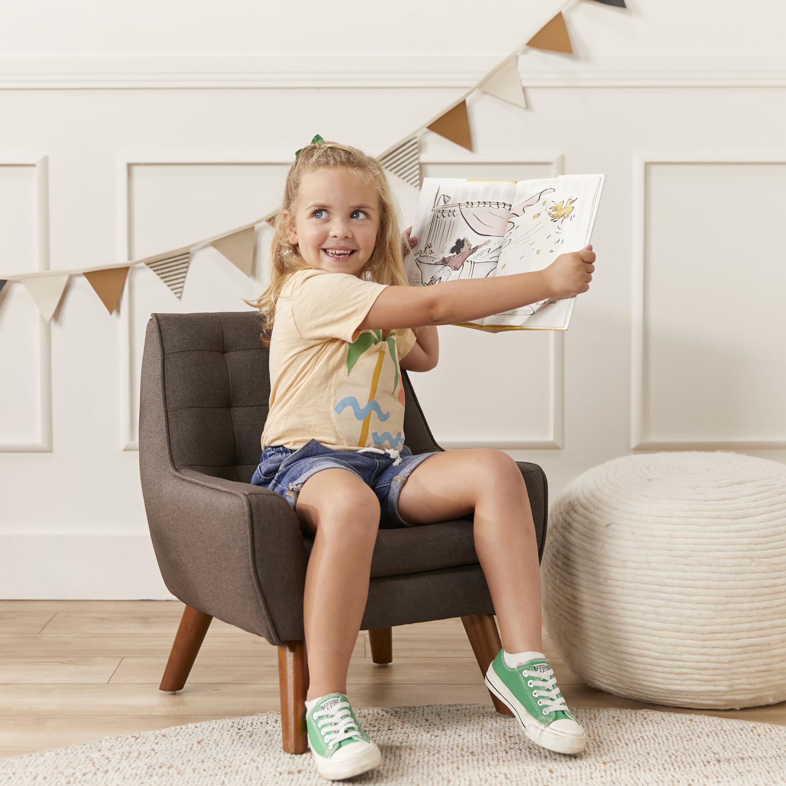 ECR4Kids Ezra Accent Chair for Kids - Modern Raisin-Colored Children's Furniture - Perfect for Bedrooms, Playrooms & Reading Nooks