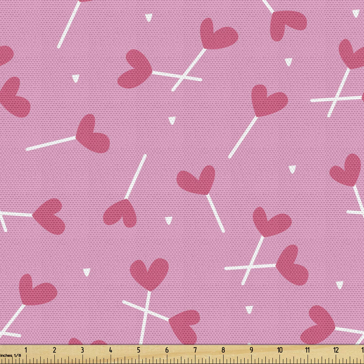 Ambesonne Romantic Heart Candies Print Fabric by The Yard - Vintage Style Pink & Magenta Decorative Fabric for Upholstery, DIY Home Decor, Crafts (10 Yards) - Perfect for Valentine's Day Decorations, Bedroom Curtains & Throw Pillow Covers