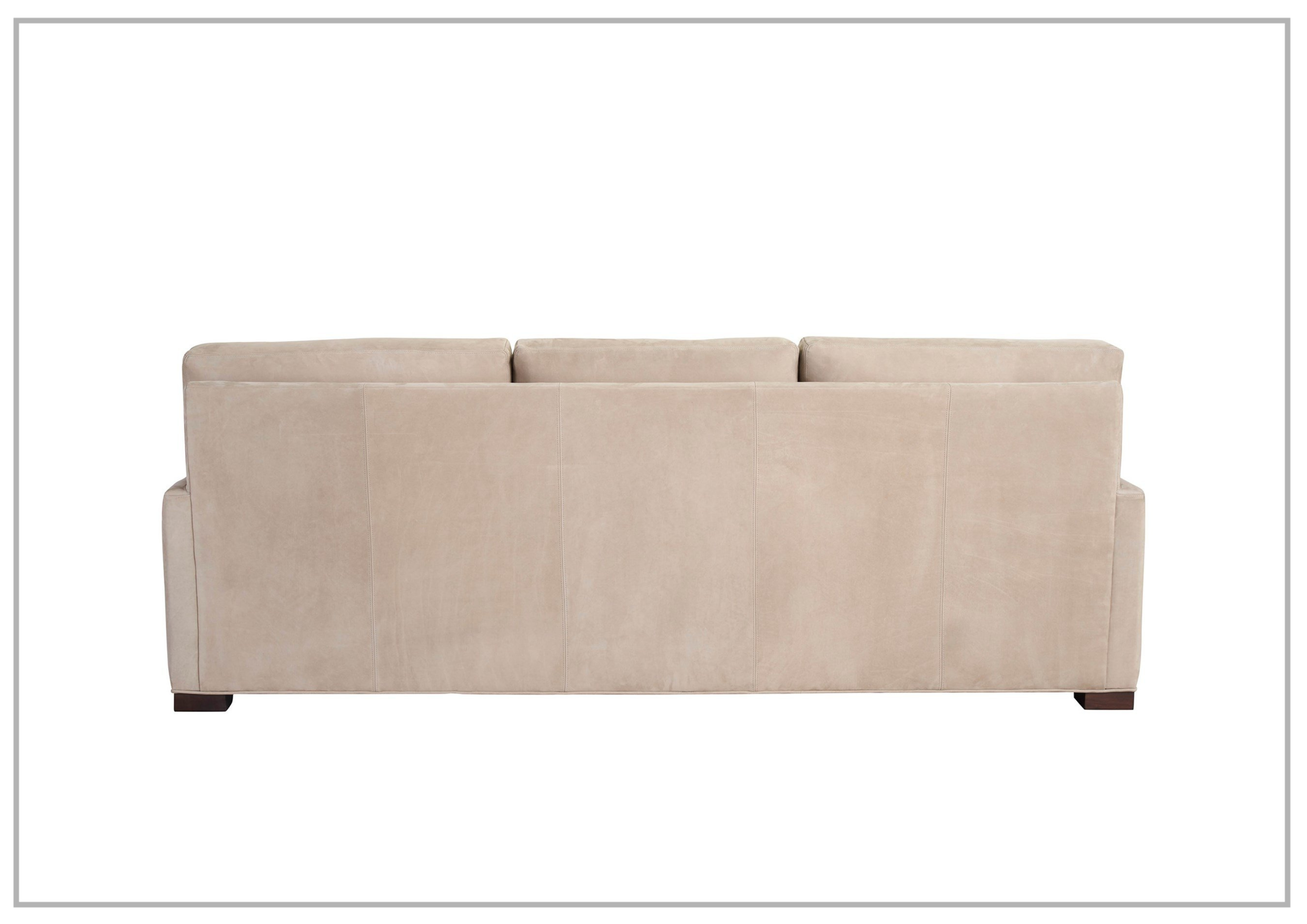 Universal Furniture Hunter Leather 3-Seater Stationary Sofa in Beige with Boxed Legs - Premium Living Room Couch for Home & Office Comfort