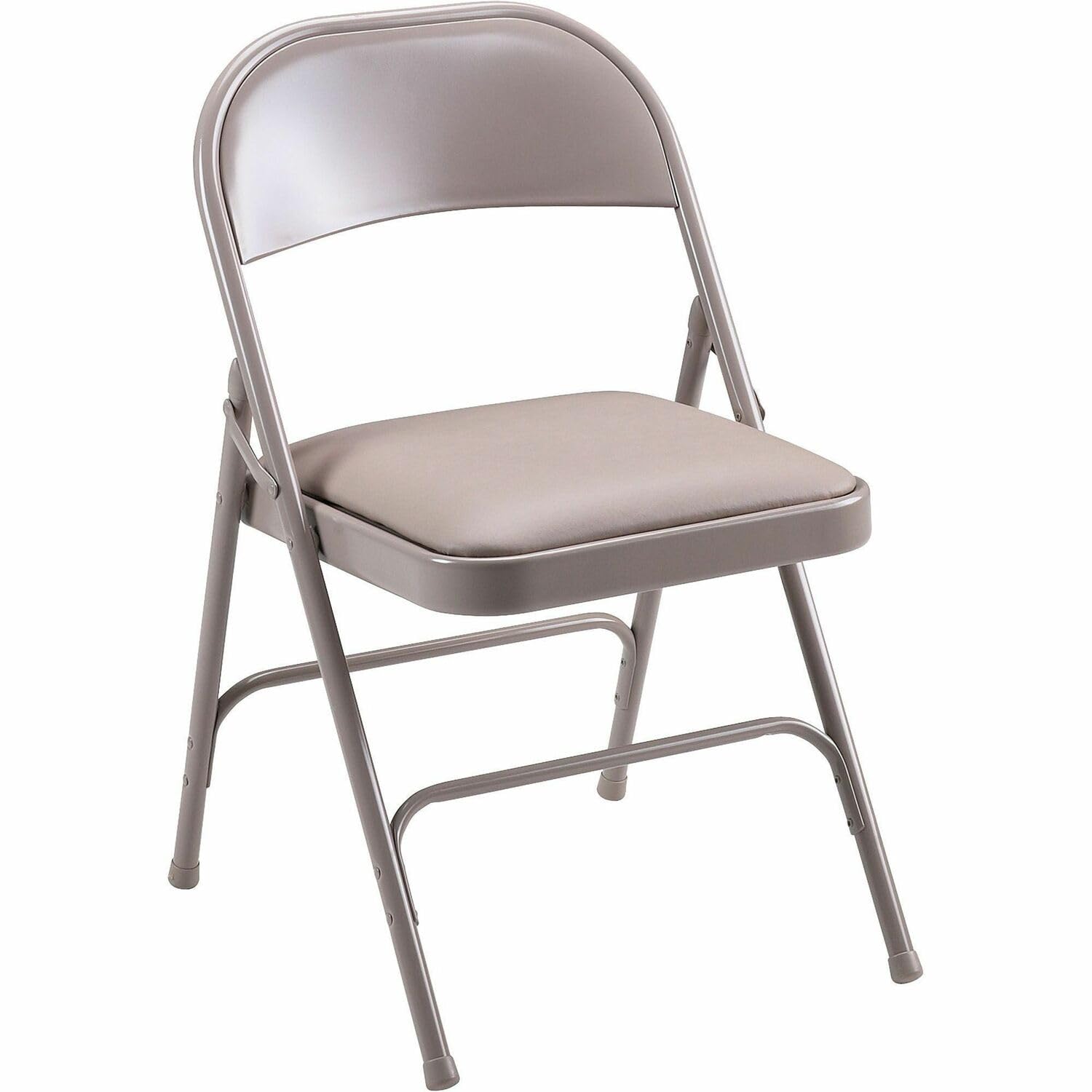 Lorell Steel Beige Padded Seat Folding Chairs - Set of 4, Heavy Duty Metal Frame & Comfortable Cushion - Perfect for Weddings, Parties, Events & Home Dining