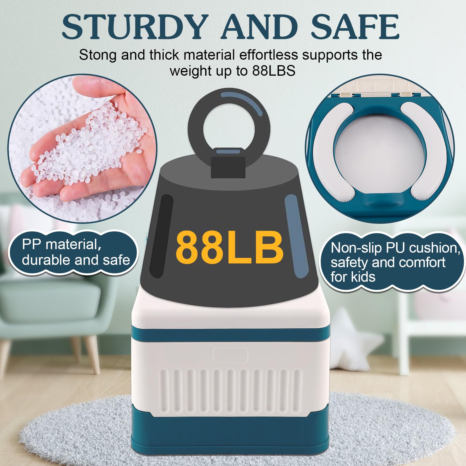 Foldable Travel Potty for Toddlers - Portable Training Toilet Seat for Boys & Girls - Emergency Car Toilet for Camping, Outdoor & Indoor Use - Includes 30 Disposable Bags (Blue) - Perfect for Road Trips, Hiking & Home Potty Training