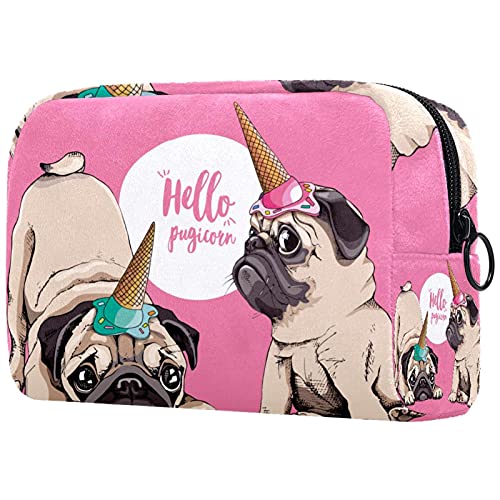 Funny Hello Pugicorn Makeup Bag - Cute Puppy Cosmetic Pouch for Travel Organizer, Toiletry Clutch - Perfect for Women's Travel Essentials & Daily Beauty Storage