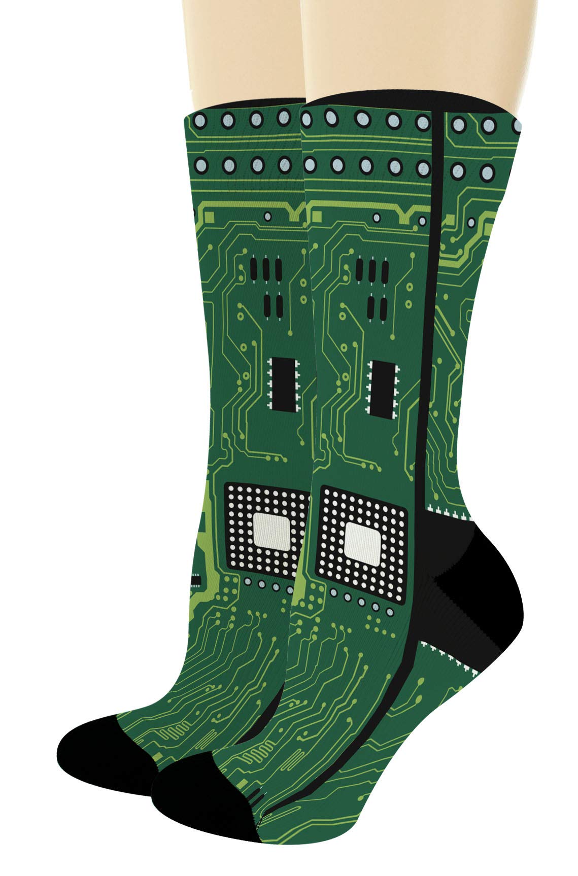 Computer Science Gifts - Circuit Board Themed Programmer Novelty Crew Socks for Tech Enthusiasts | Perfect for Coding, Geeks & STEM Gifts