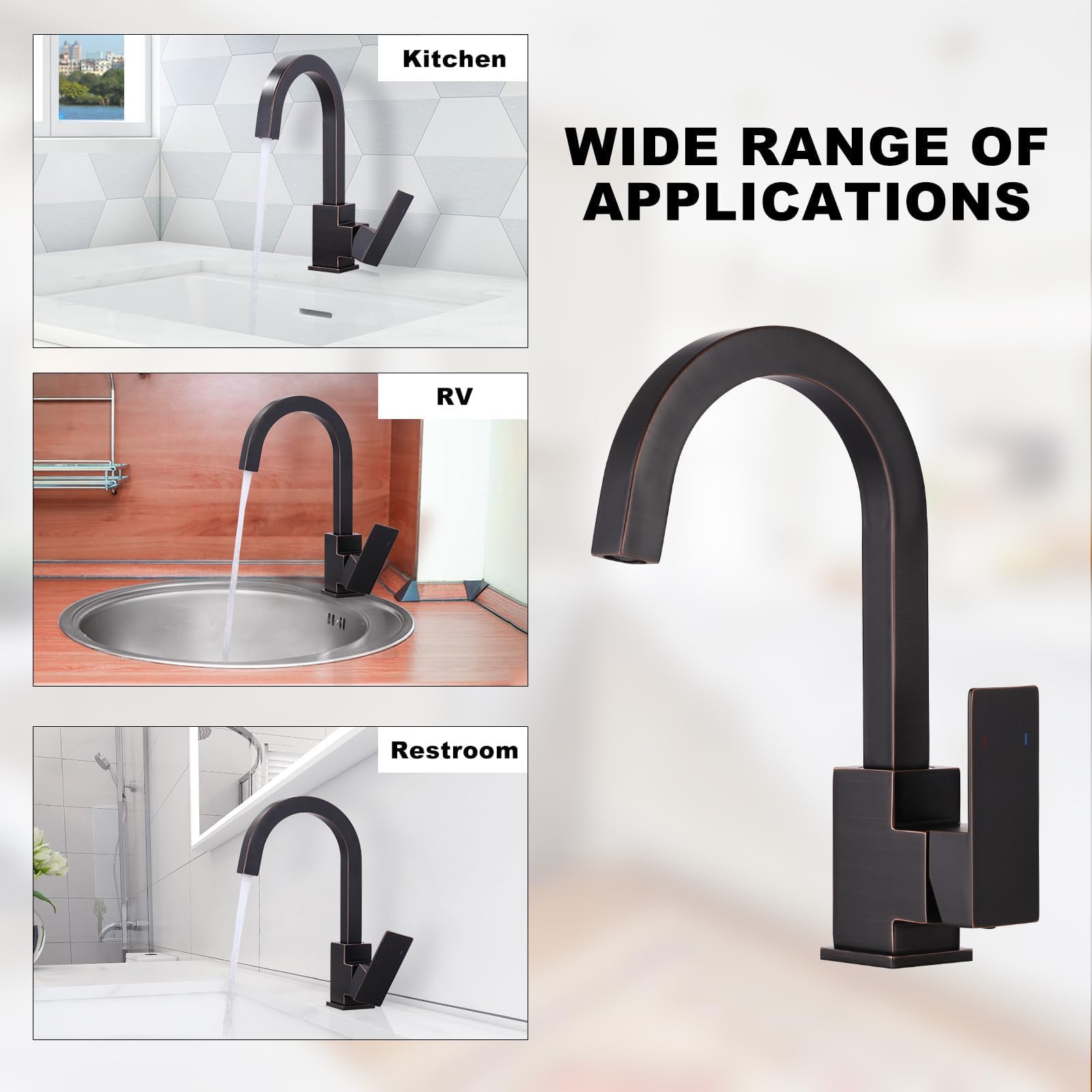 Stainless Steel Single Hole Bar Sink Faucet - Single Handle Kitchen & Bathroom Faucet for Home, RV, Restroom - Oil Rubbed Bronze Finish | Perfect for Small Spaces, Wet Bars, and Mobile Living