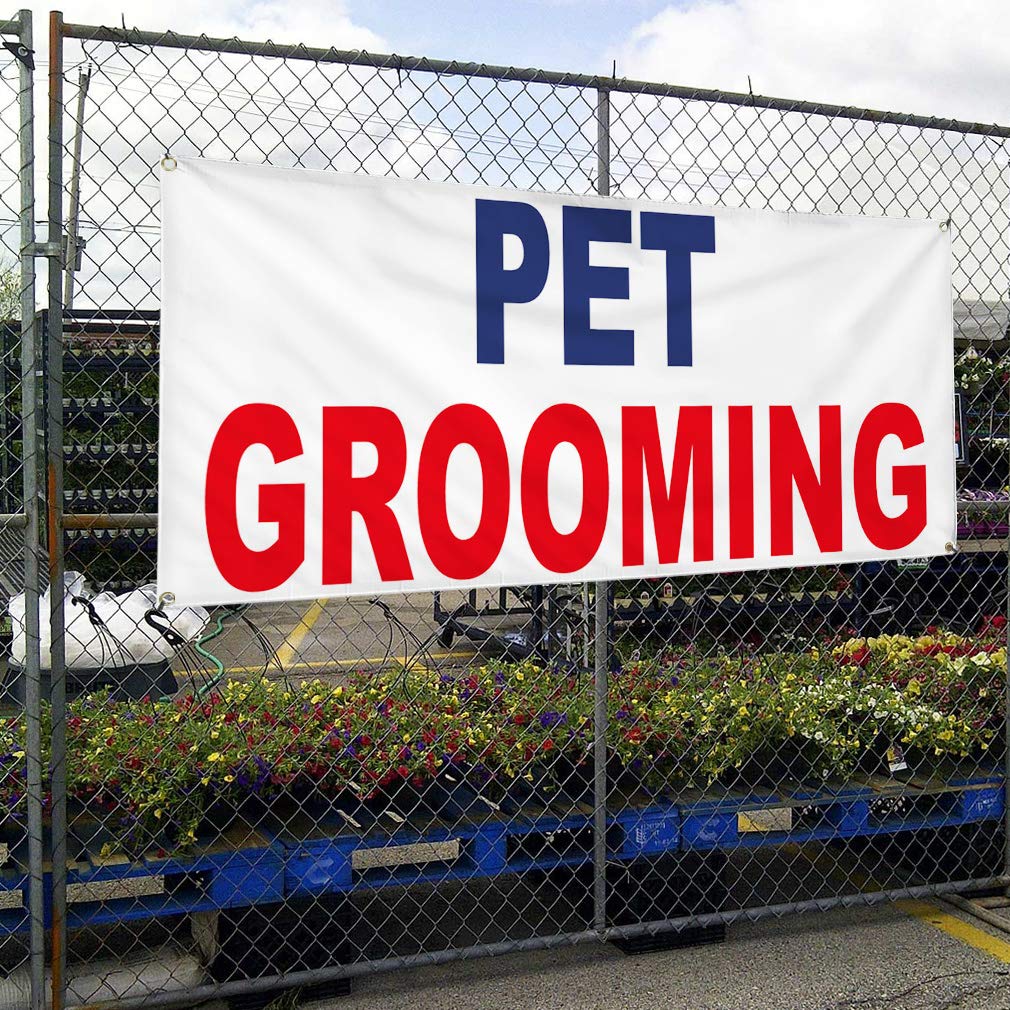Durable Vinyl Banner for Pet Grooming & Business Signs - Weatherproof Outdoor Yard Sign with 8 Grommets (48x96 Inches) - Perfect for Dog Grooming Shops, Retail Stores & Outdoor Events