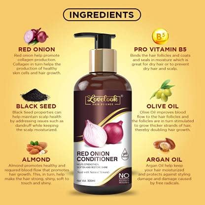 Lovelook Red Onion Black Seed Oil Hair Conditioner - Natural Deep Conditioning Treatment for Hair Growth, Strengthening & Shine - 300ml for Men & Women - Perfect for Damaged, Dry & Frizzy Hair Care Routine