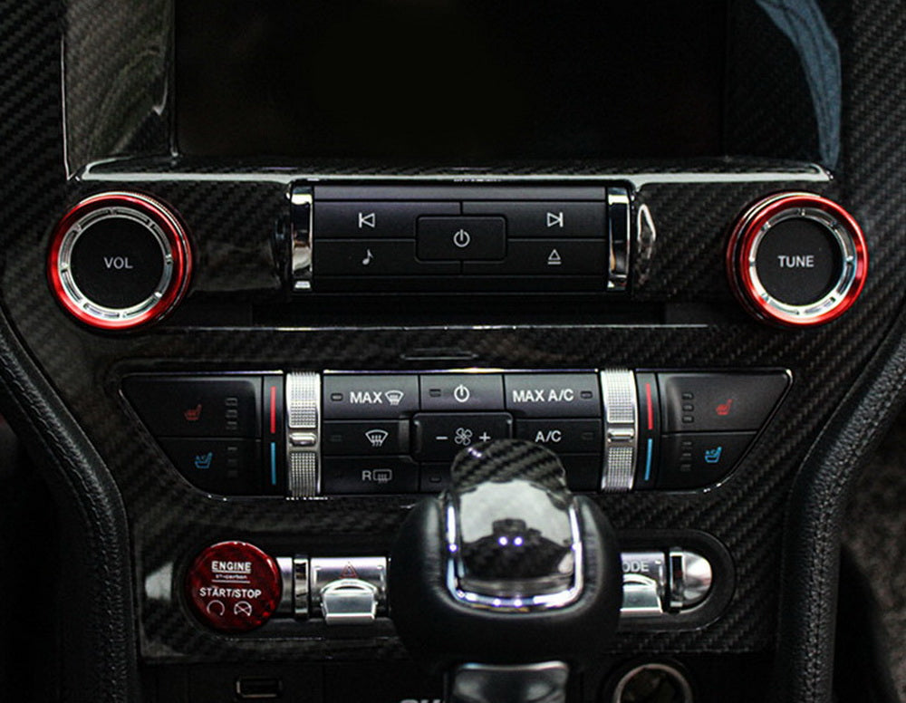 2-Pack Red Stereo Audio Volume Control Knob Covers for 2015-2023 Ford Mustang | Dash Accessories & Car Interior Upgrade | Perfect for Music Lovers & Custom Car Enthusiasts