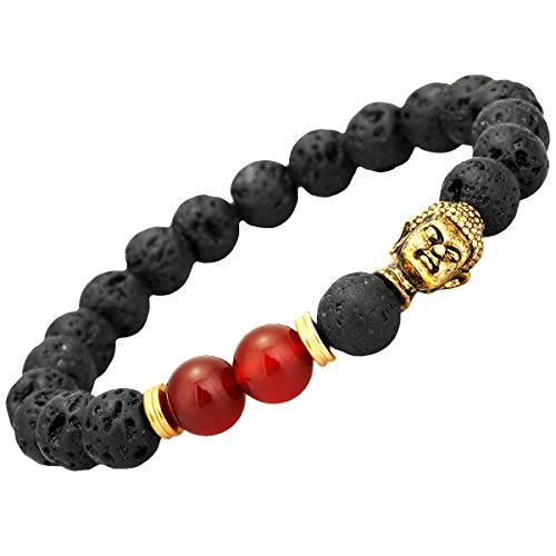 Lava Stone & Carnelian & Buddha Bead
