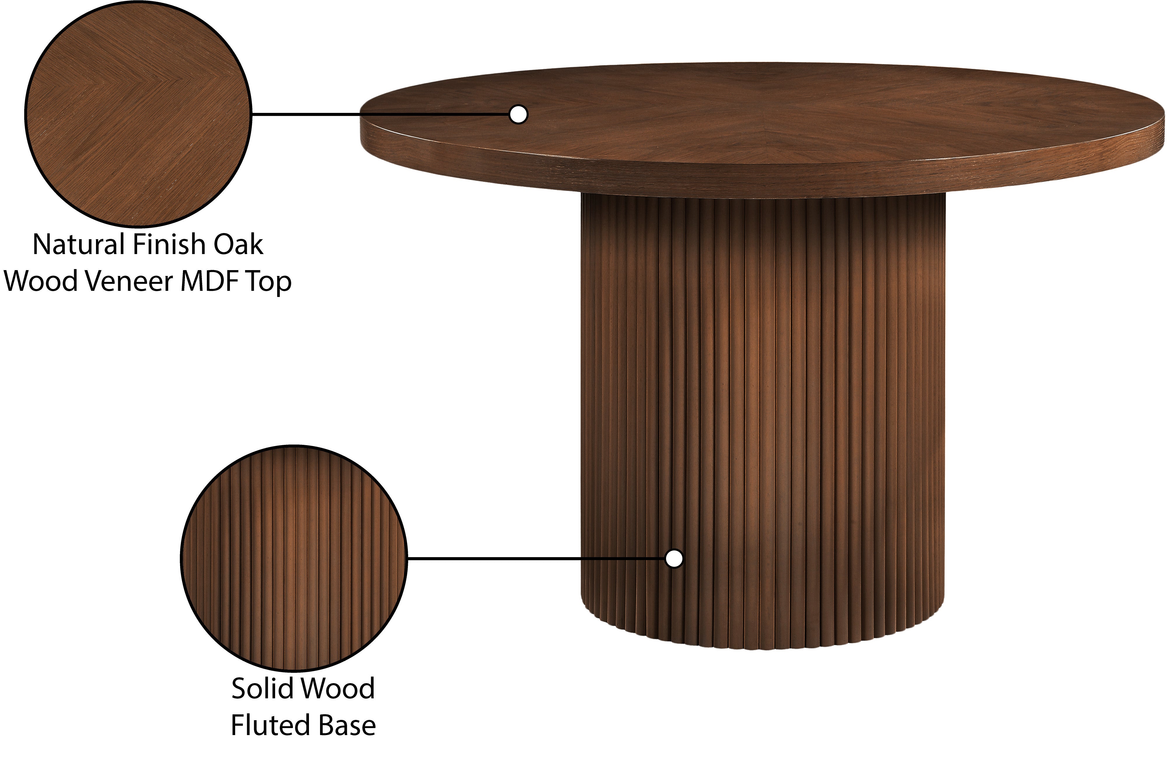 Belinda Brown Oak Veneer Dining Table - Solid Wood Veneer 60 Inch Farmhouse Table for Kitchen, Dining Room & Home Decor | Rustic Style for Family Gatherings & Dinner Parties