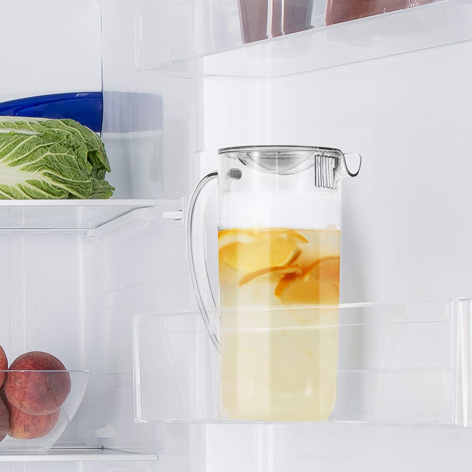 Youngever 2 Quart Clear Plastic Pitcher with Lid - BPA Free Drink Dispenser for Iced Tea, Lemonade, Sangria & Cold Beverages - Perfect for Parties, BBQs & Outdoor Gatherings