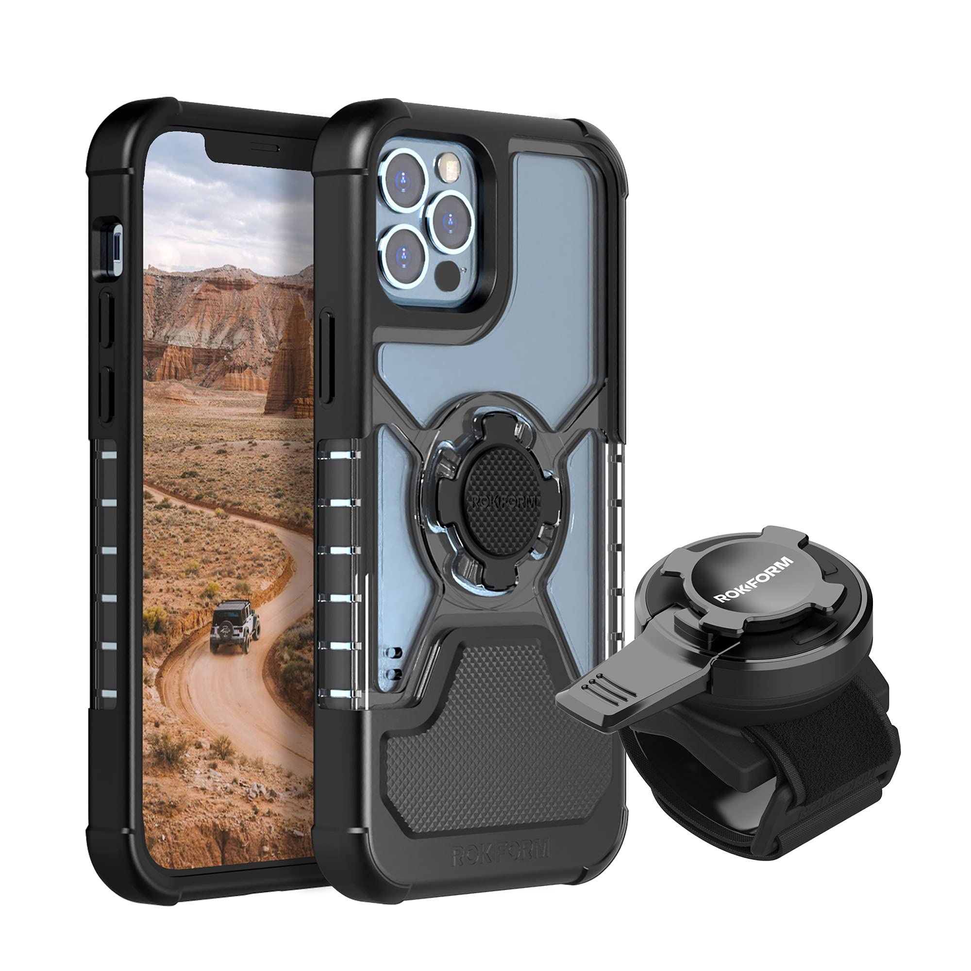 Rokform Crystal Clear Case for iPhone 12 & iPhone 12 Pro with Universal Bike Mount - Shockproof Protective Phone Cover for Cycling, Commuting & Outdoor Activities