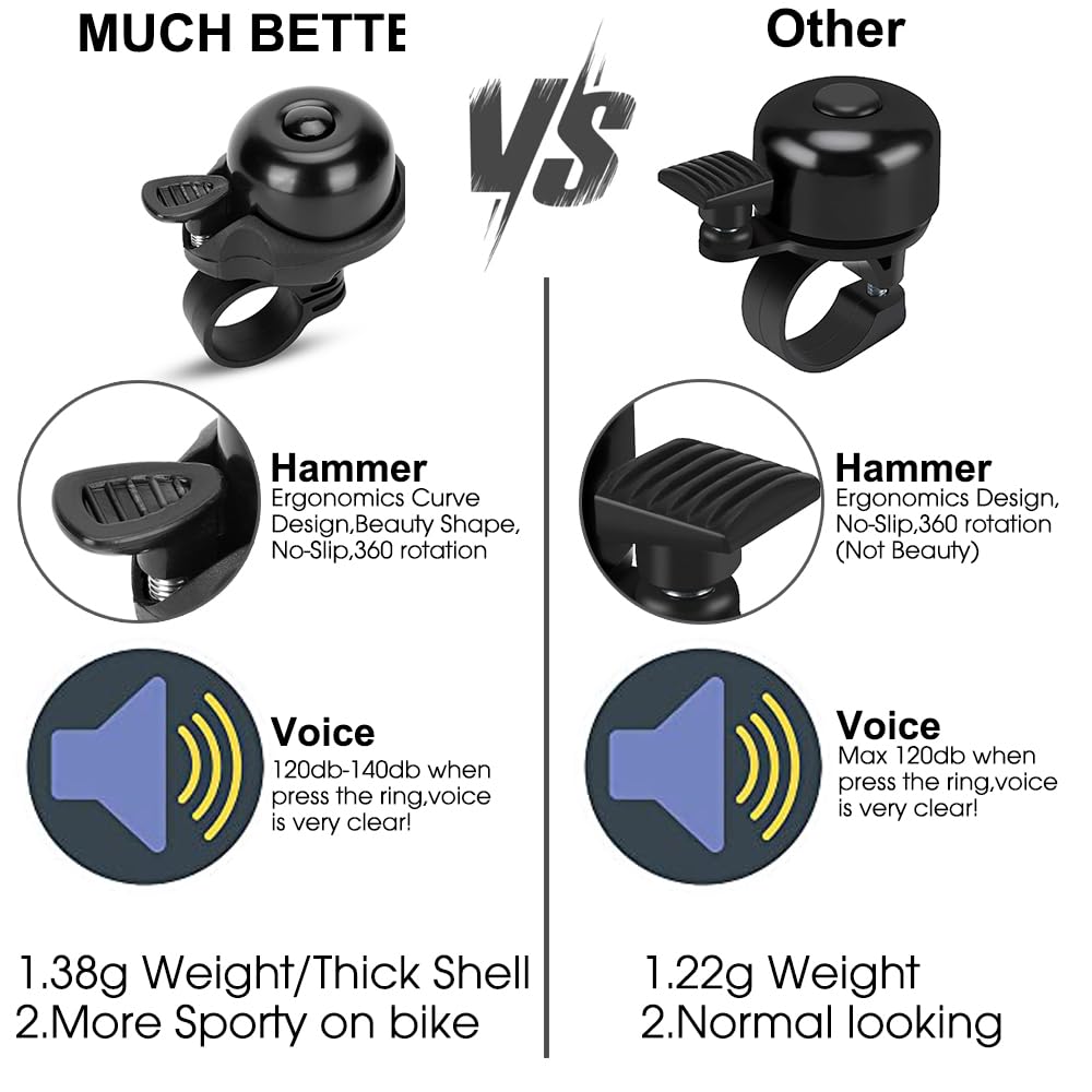 **120dB Loud Bike Bell for Adults & Kids - Classic Mini Bicycle Bell with Crisp Clear Sound for MTB, BMX, City Bike & Scooter - Durable Bike Accessories for Safety & Fun Riding**