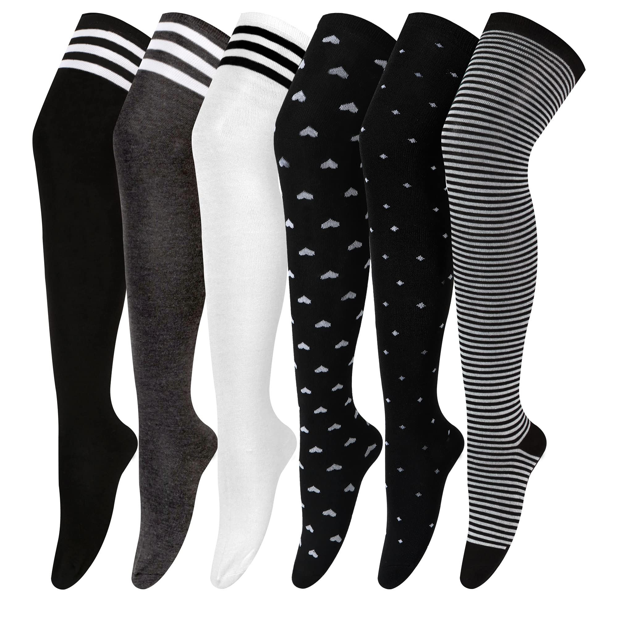 Gaoport 6 Pairs Women's Over Knee Thigh High Socks - Warm Long Stockings & Boot Leg Warmers for Women & Girls - Perfect for Daily Wear, Winter Fashion, and Cosplay Outfits