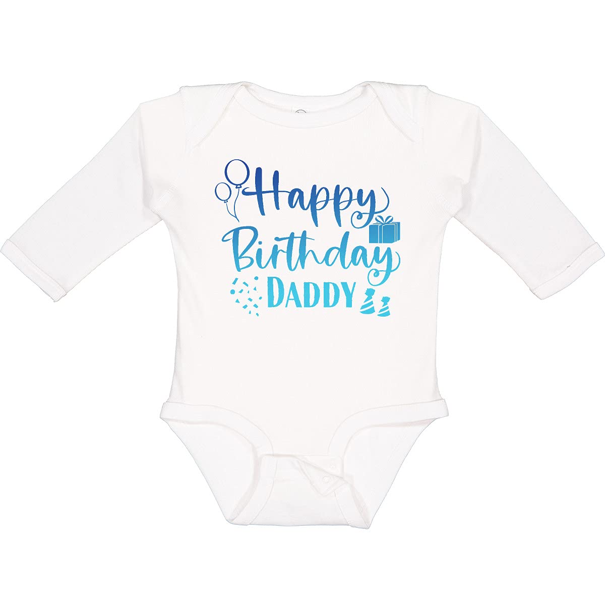 Inktastic Blue Happy Birthday Daddy Long Sleeve Baby Bodysuit - Perfect for First Birthday Parties & Family Photo Shoots