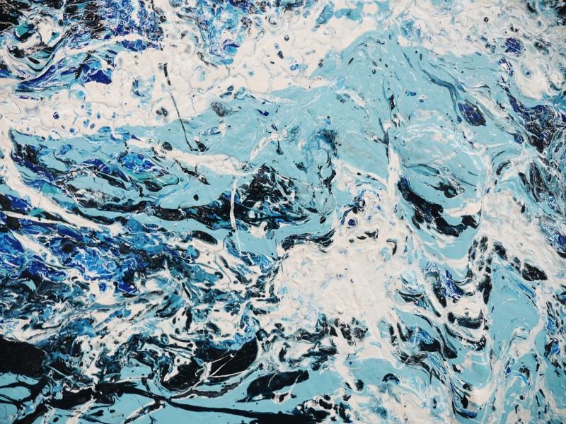 160cm x 100cm Blue Abstract Canvas Art - Modern Wall Decor for Living Room, Bedroom & Office - Handmade Contemporary Painting