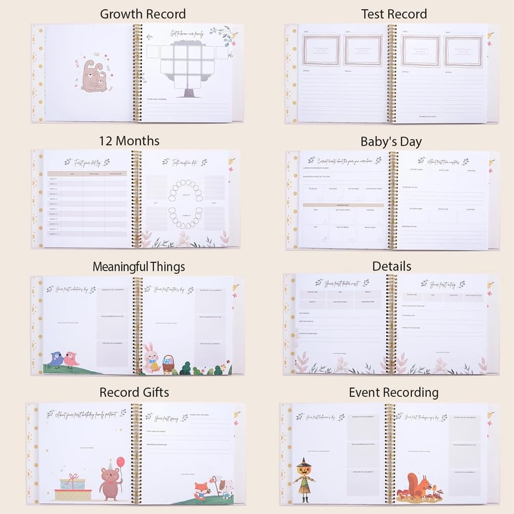 Xorea Baby Memory Book - Pregnancy Scrapbook & Growth Journal with Cute Animal Design, High-Quality Photo Album for Newborn Keepsake - Perfect for Baby Showers, First Birthday Gifts, and Family Memory Preservation