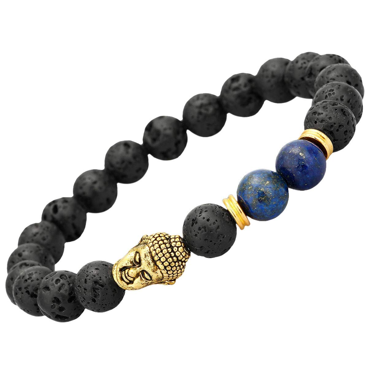 8mm Natural Lava Rock Beads Bracelet for Men & Women - 7 Chakra Yoga Meditation Essential Oil Diffuser Jewelry - Perfect for Aromatherapy, Spiritual Healing, and Daily Wear