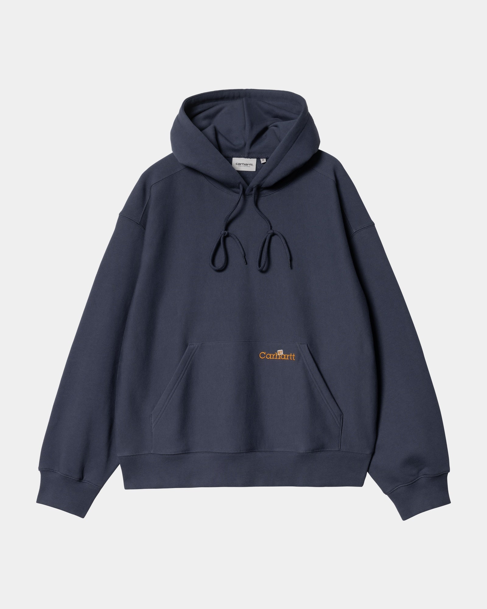 Blue Hooded Label Script Sweatshirt - Soft Cotton Pullover for Men & Women | Perfect for Casual Wear, Street Style & Loungewear