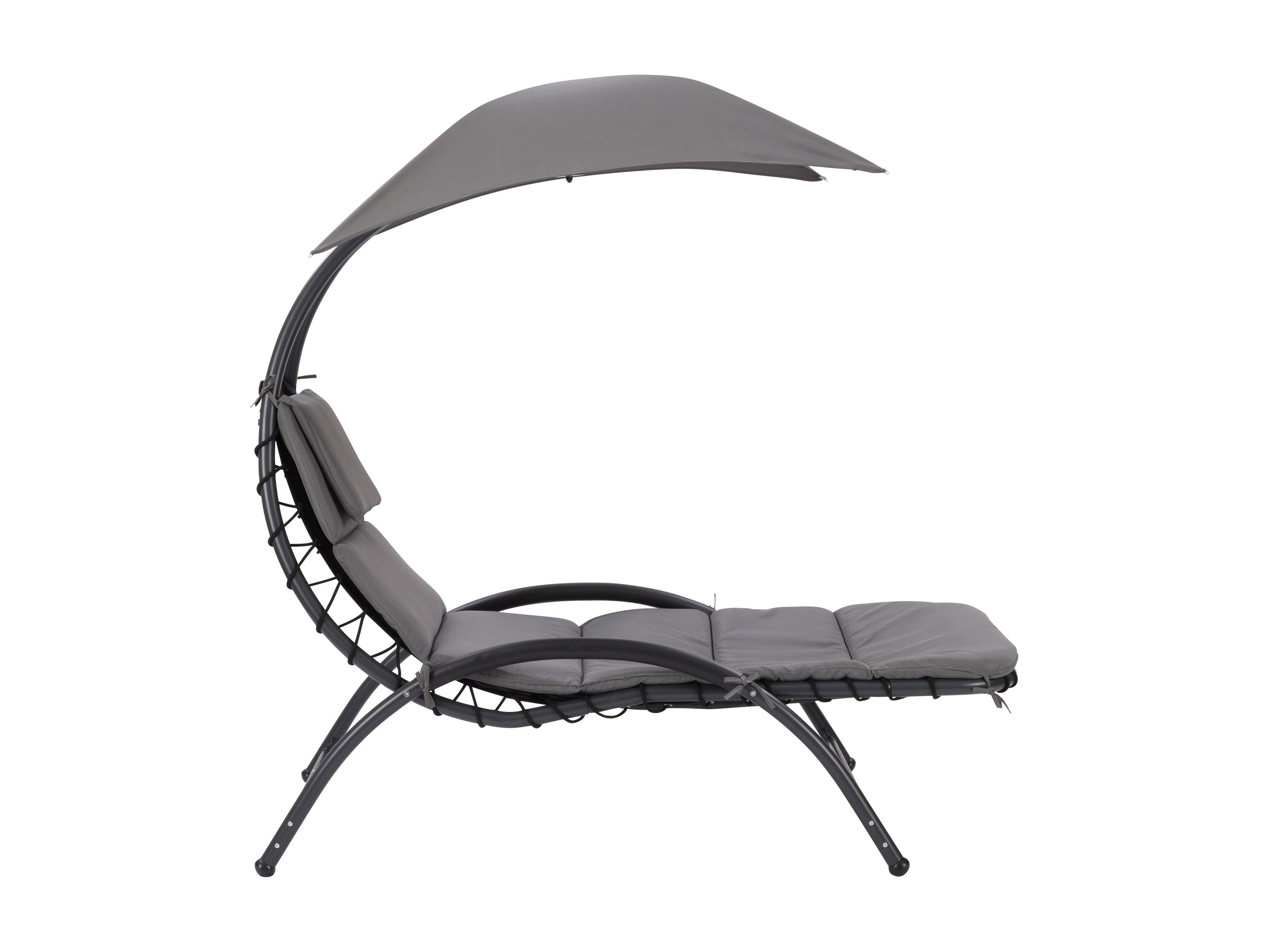 Stylish Grey Lounge Chair with Canopy - Perfect for Patio, Garden & Outdoor Relaxation | Comfortable Modern Sun Chair for Poolside & Backyard