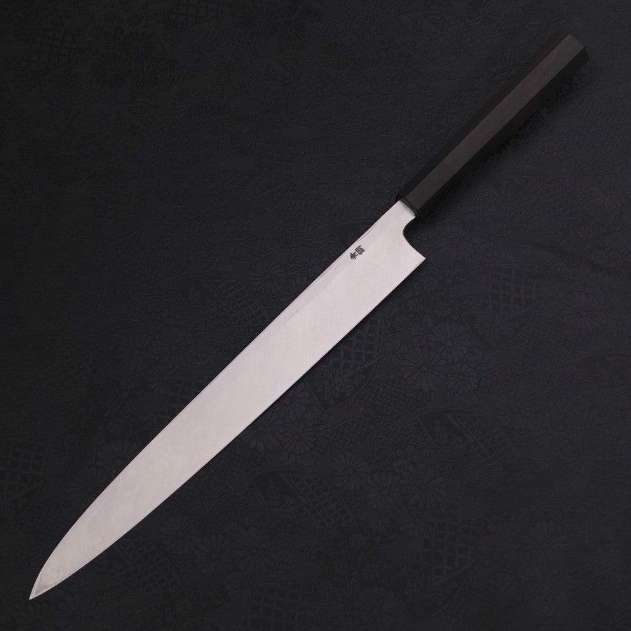 Premium Yanagiba Sushi Knife - Blue Steel #2 Kurouchi Finish with Sakura Fuji Buffalo Ebony Handle - 300mm Japanese Chef Knife for Sushi, Sashimi & Precision Cutting