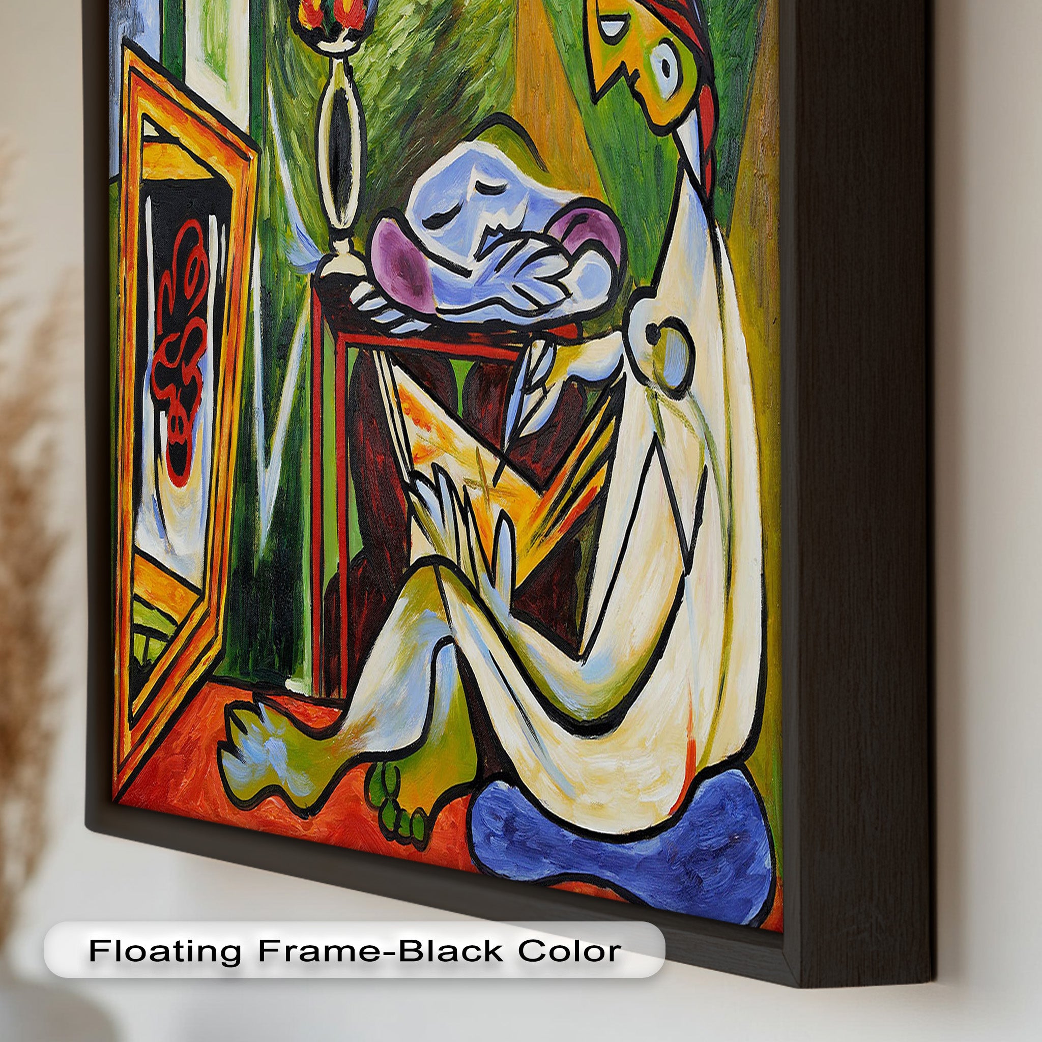 Abstract Interior Scene Picasso Style Oil Painting - Handmade Wall Art for Living Room, Bedroom & Office Decor