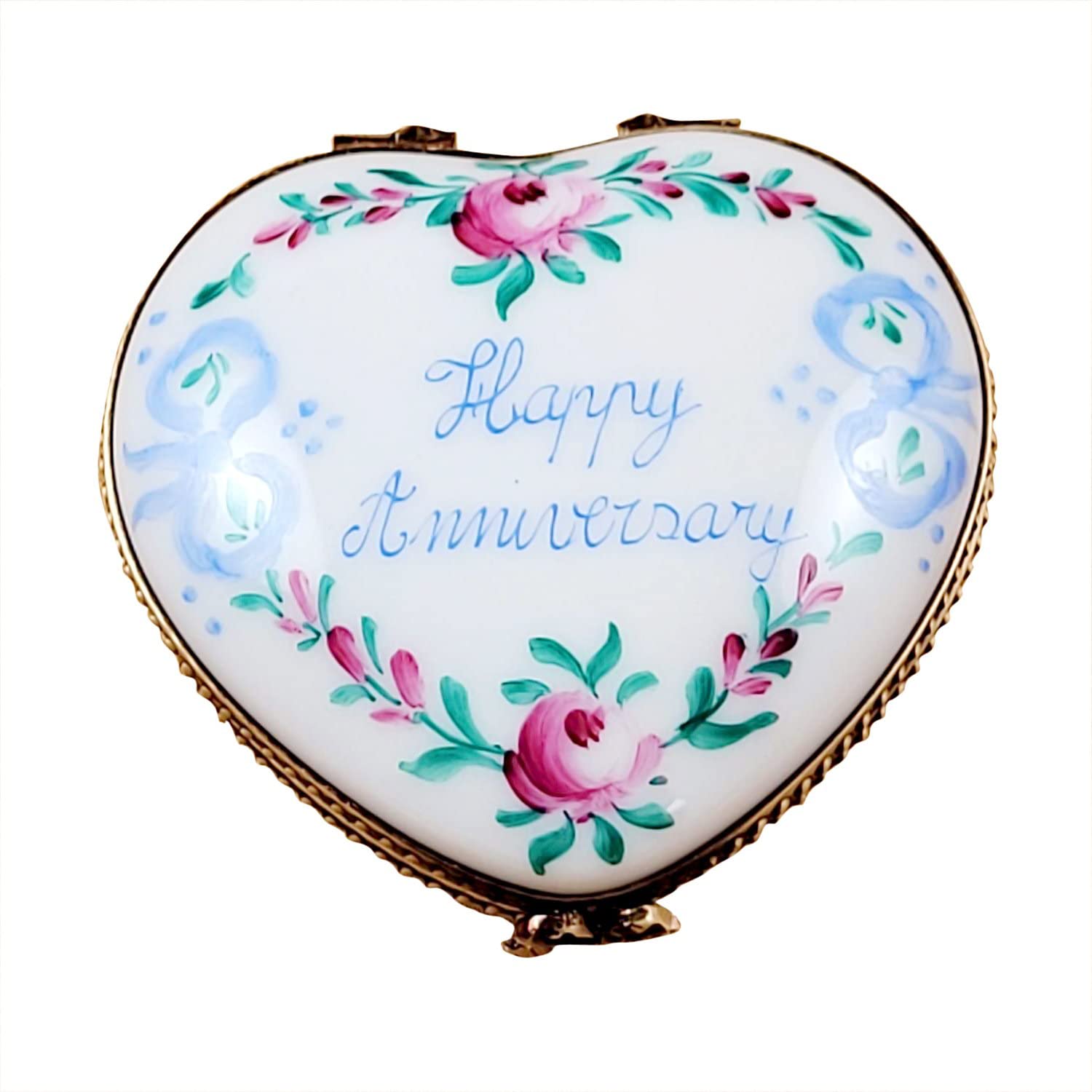 50th Anniversary Limoges Porcelain Heart Box - Elegant Keepsake Gift for Couples | Perfect for Wedding, Valentine's Day & Romantic Celebrations