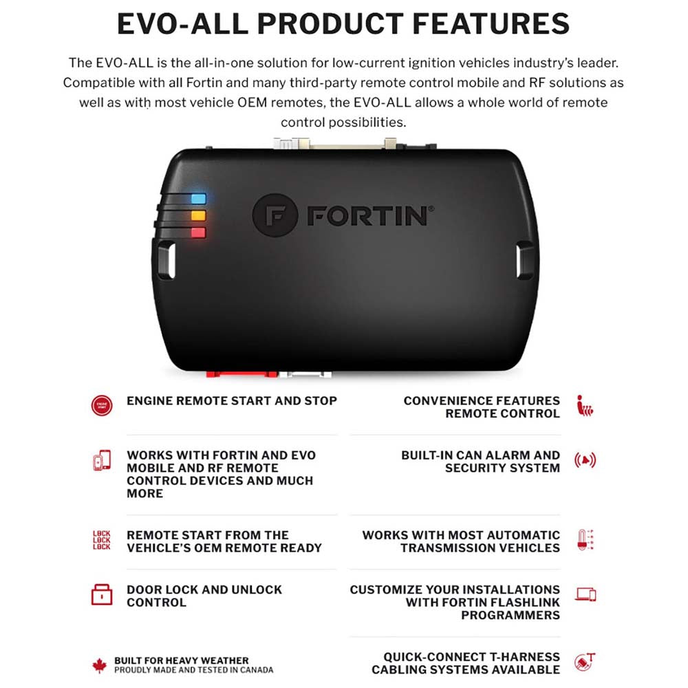 FORTIN EVOGMT1 Remote Start Module & T-Harness Kit for 2010-2022 GM Standard Key Vehicles - Easy Installation & Keyless Entry for GM Trucks, SUVs, and Cars