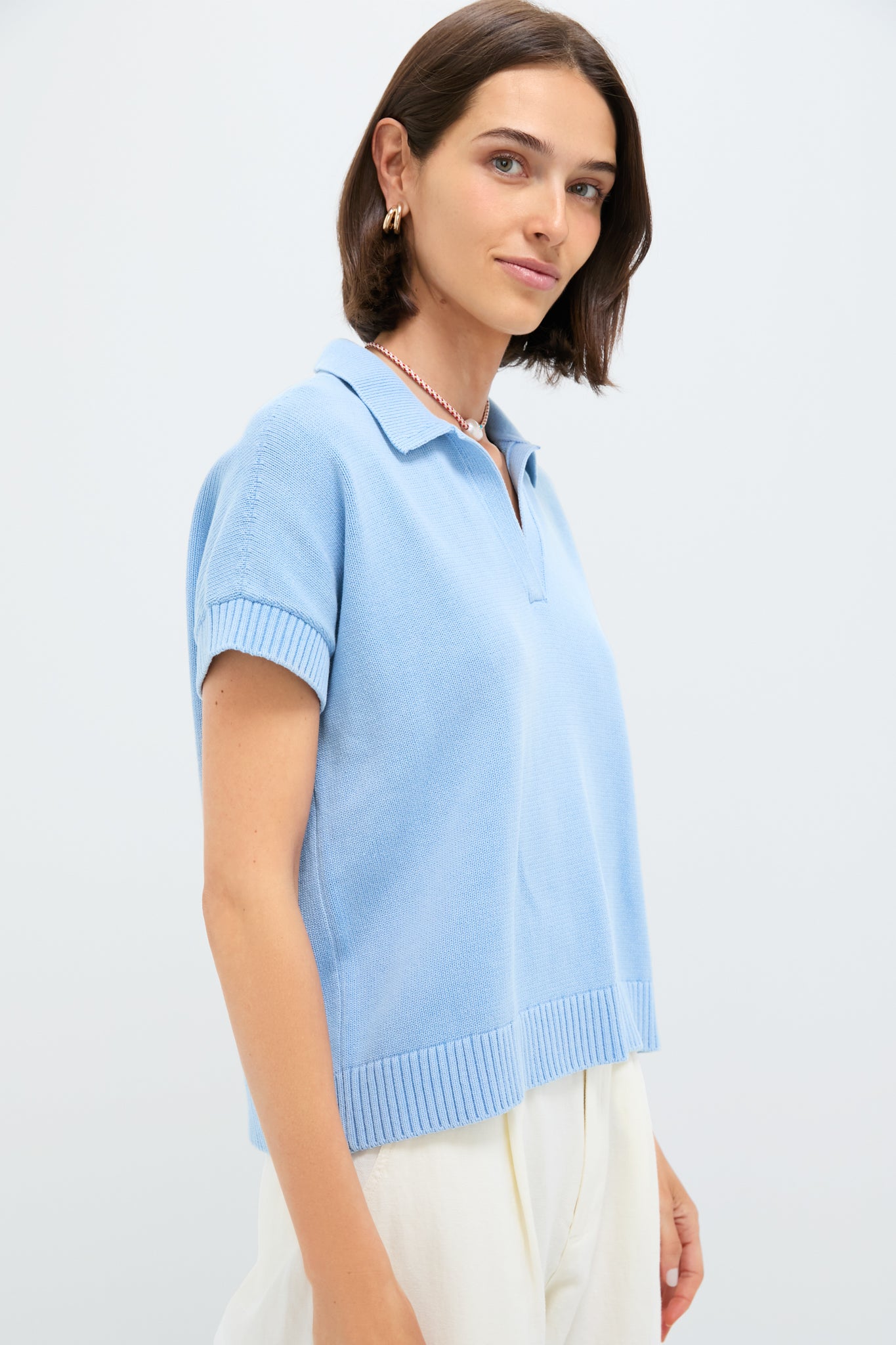 Premium Blue Stonewashed Cotton Shawn Sweater Polo for Men - Casual & Comfortable Pullover Shirt for Work, Outdoors & Everyday Wear