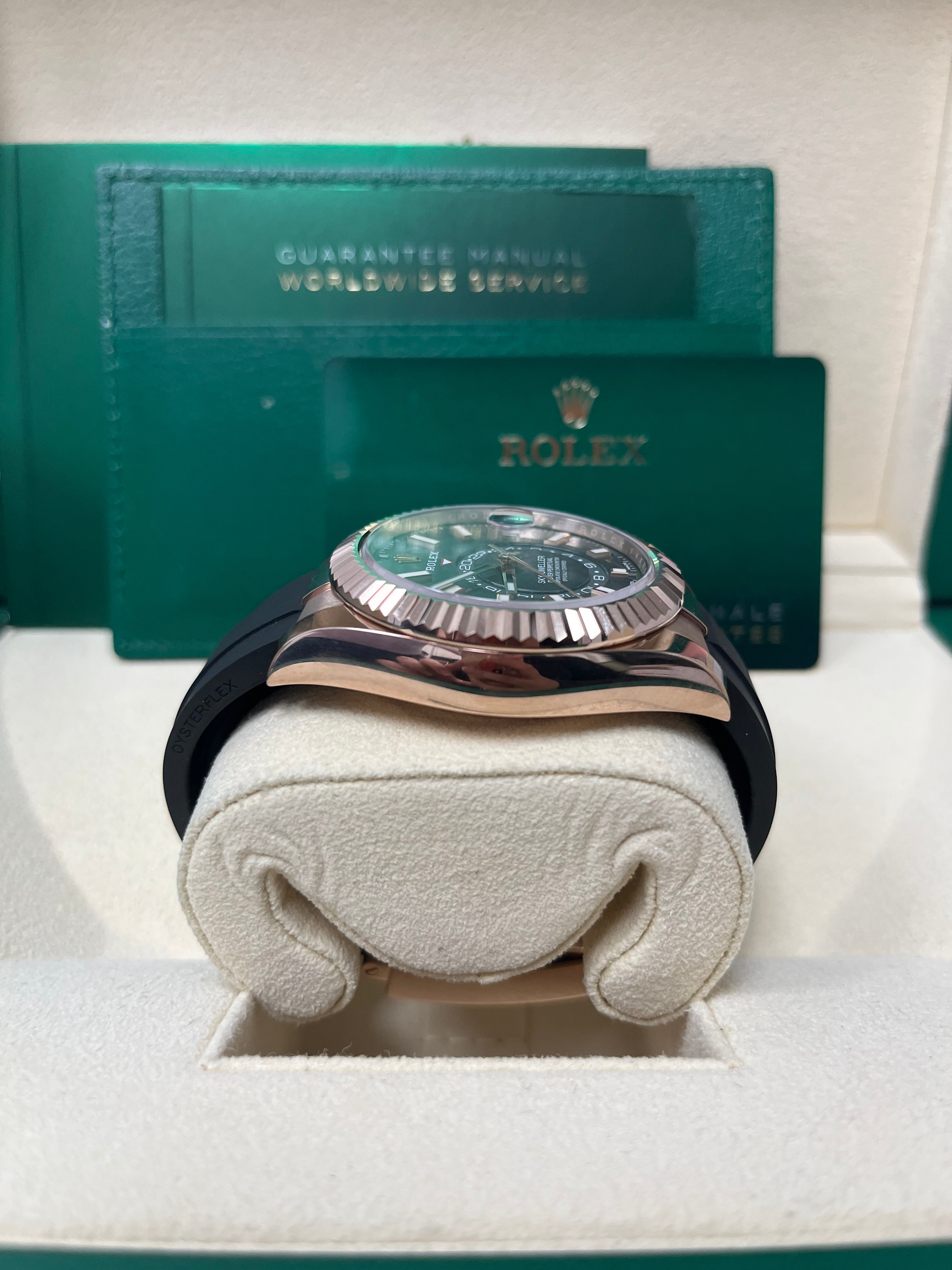 Rolex Sky-Dweller 42mm Rose Gold Watch with Dark Rhodium Dial & Oysterflex Bracelet (Ref. 326235) - Luxury Men's Timepiece for Business, Travel & Special Occasions